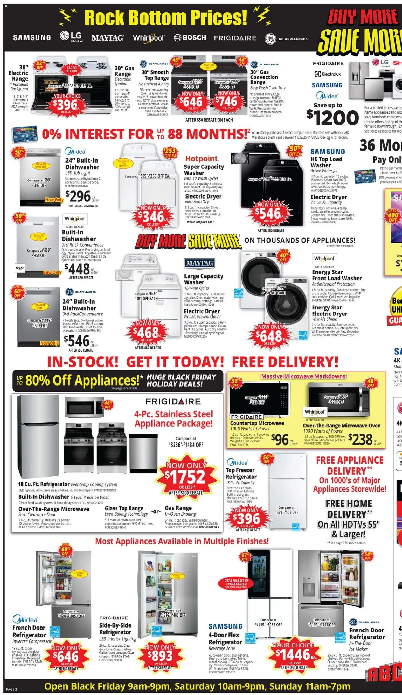 ABC Warehouse Black Friday - valid from 28.11.2025 | Page: 2 | Products: Water, Washer, Ice Maker, Oven