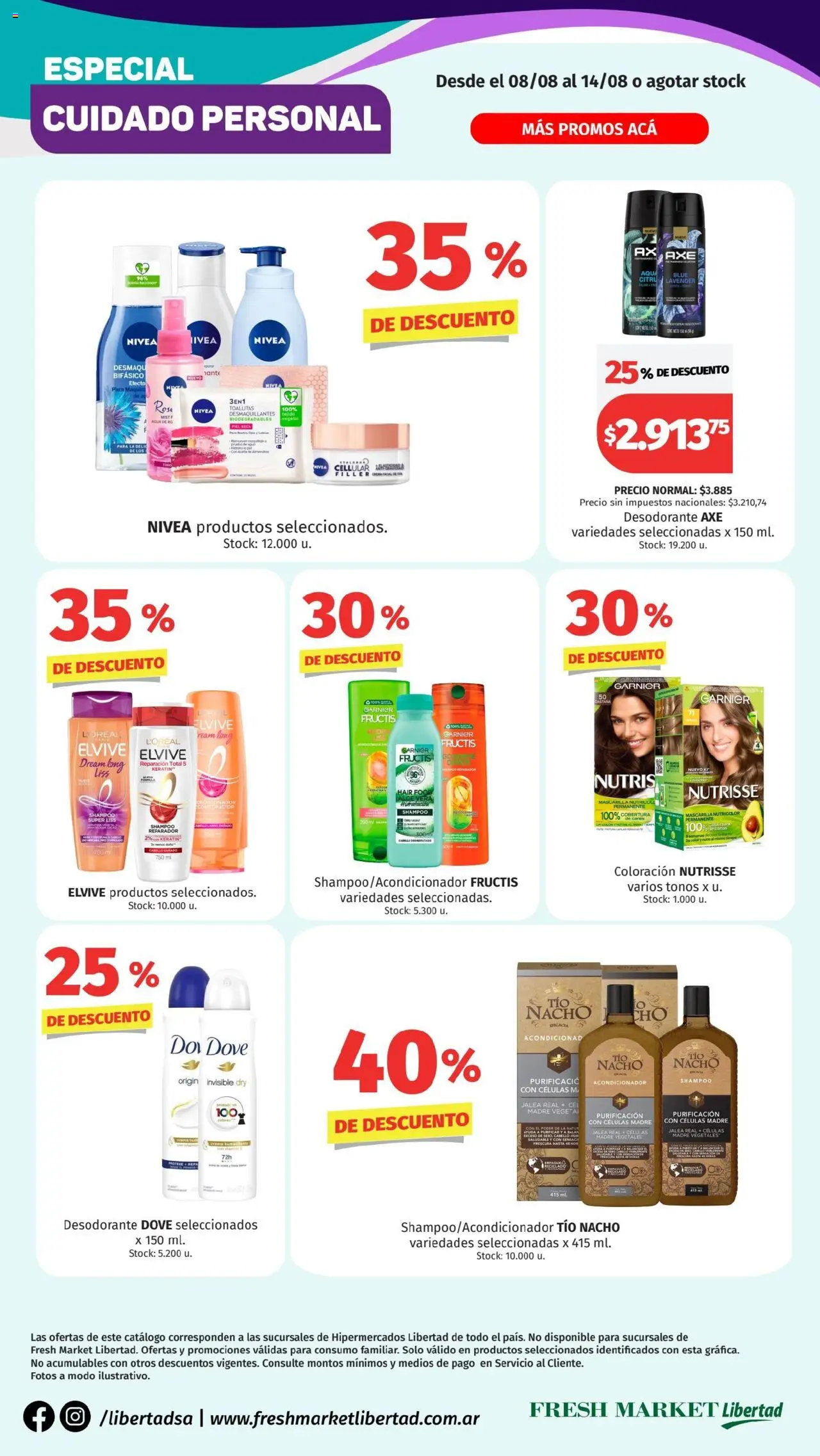 Hipermercado Libertad - Cuidado Persona - Fresh │ válido desde el 08.08.2025 | Página: 3 | Productos: Mascarilla, Shampoo, Acondicionador, Crema