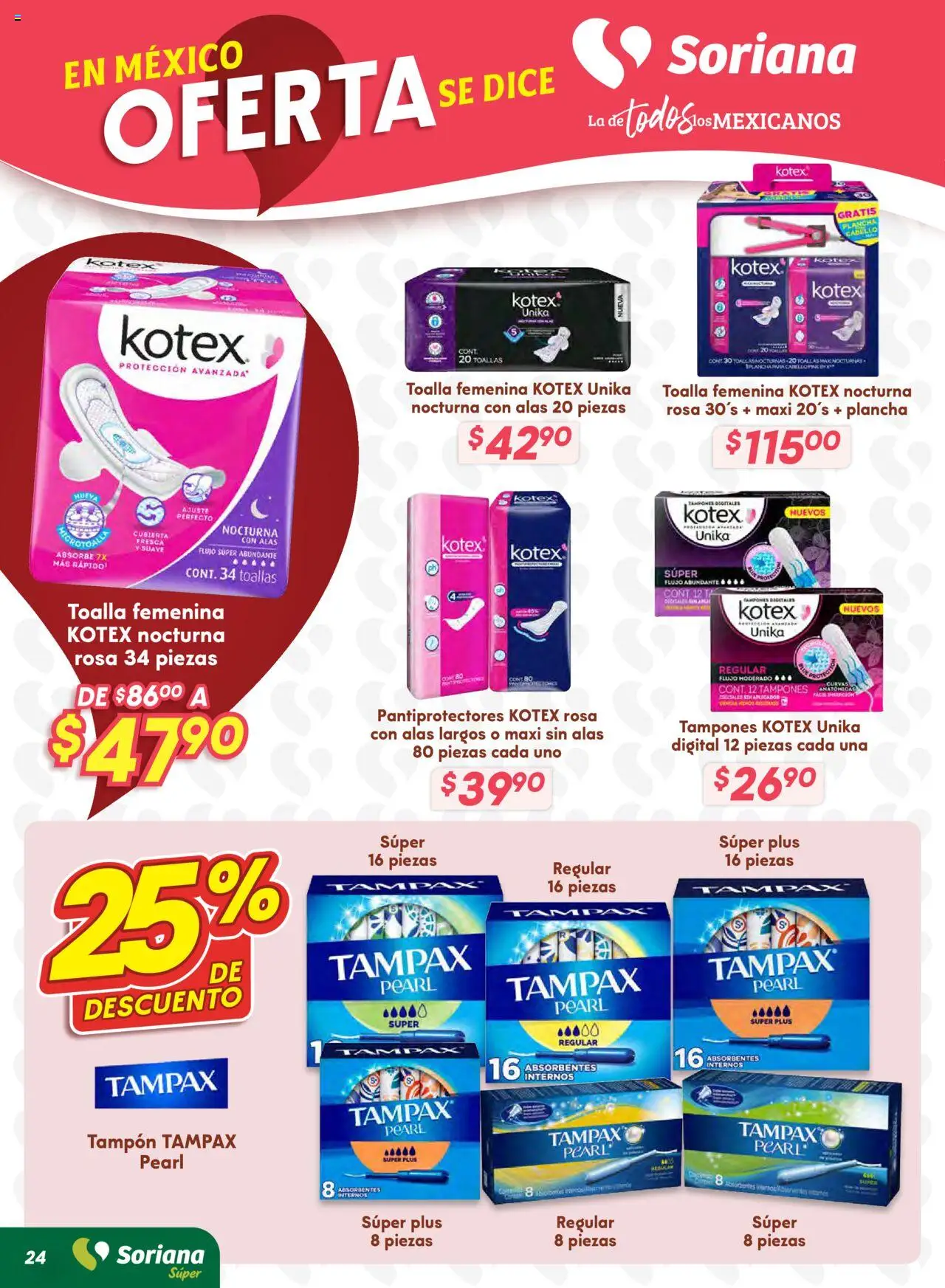 Nuevas ofertas de Soriana válidas en toda la República Mexicana desde el 16.10.2025. ¡Encuentra las mejores ofertas en Soriana - Preciazazaso Súper: Valle de México! | Página: 31 | Productos: Toalla, Tampones, Plancha, Toallas