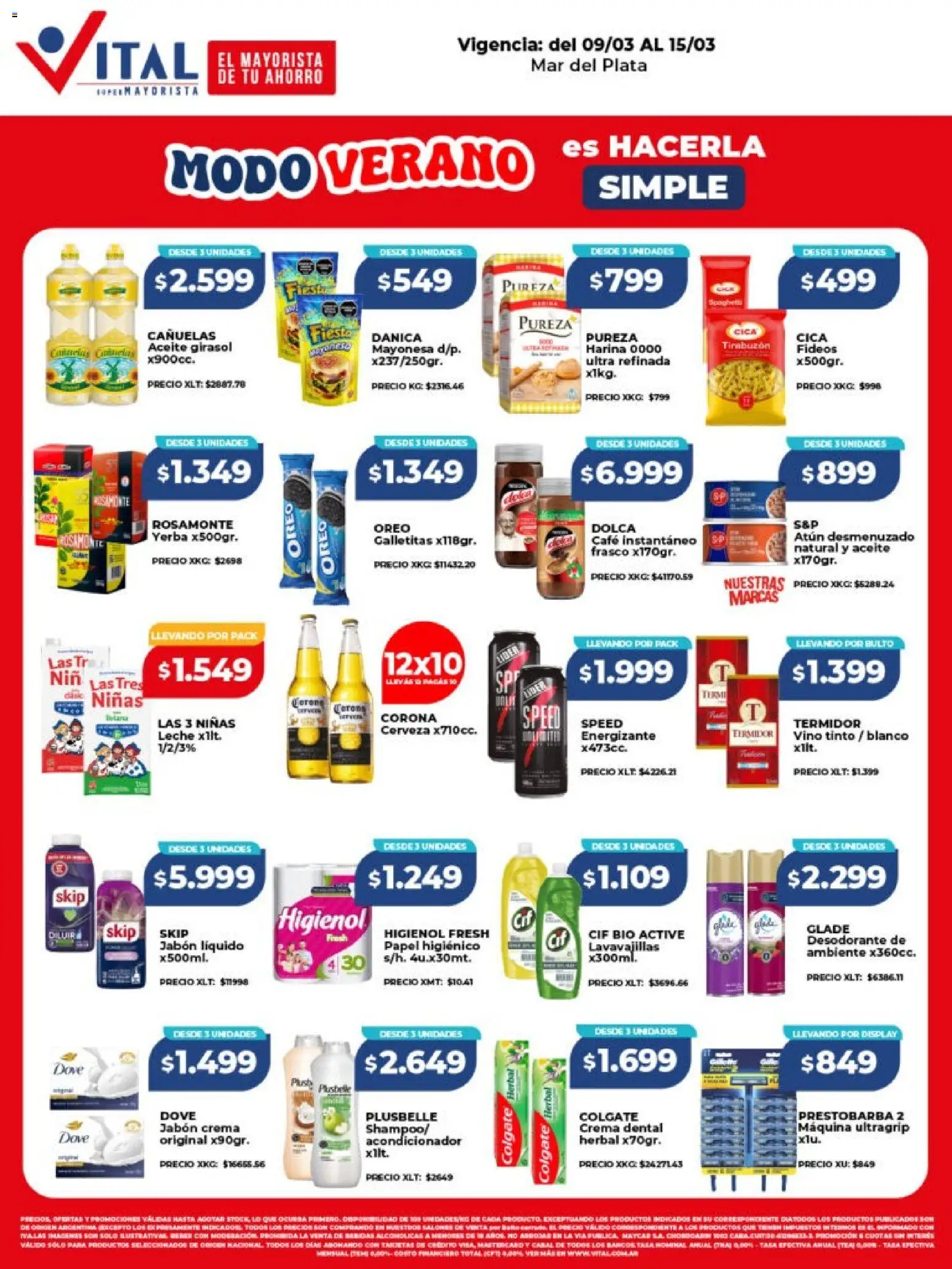Vital - Ofertas - Mar del Plata  │ válido desde el 09.03.2026 | Página: 1 | Productos: Galletitas, Harina, Aceite, Frasco