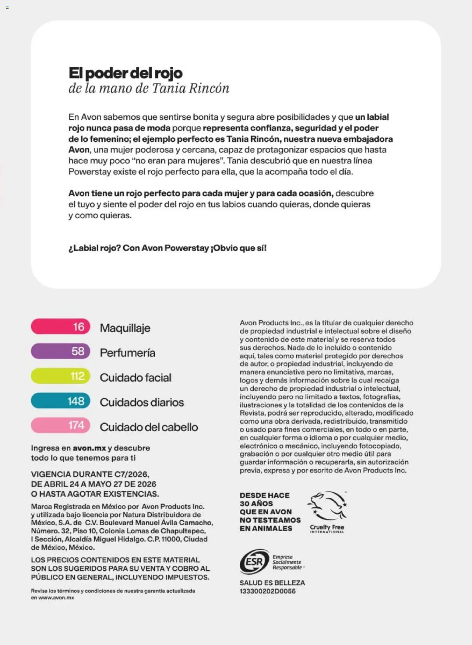 Nuevas ofertas de AVON válidas en toda la República Mexicana desde el 24.04.2026. ¡Encuentra las mejores ofertas en AVON campaña 7 2026! | Página: 15 | Productos: Maquillaje, Sobre