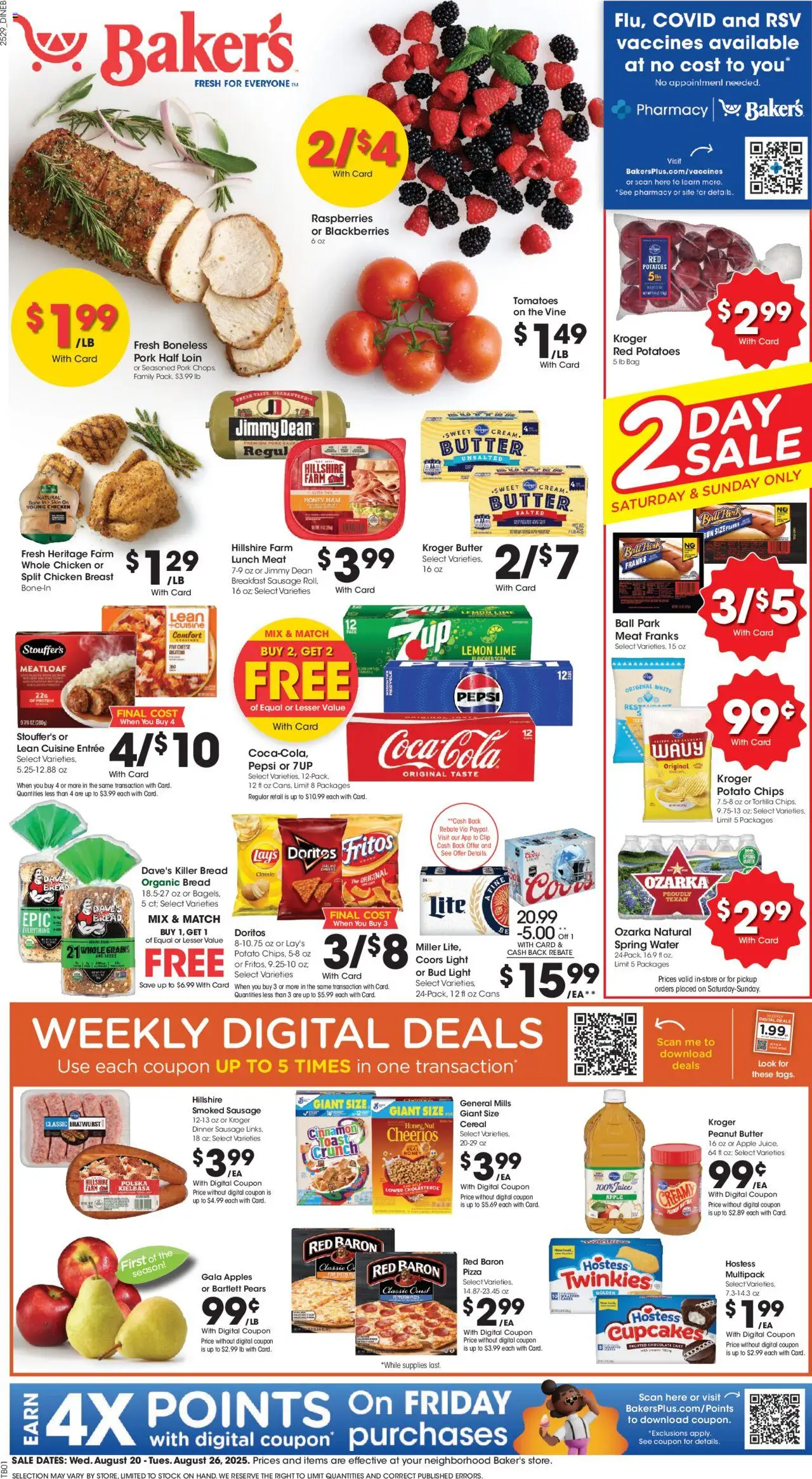 Baker's Weekly Ad - valid from 20.08.2025 | Page: 1 | Products: Clip, Butter, Potatoes, Sausage