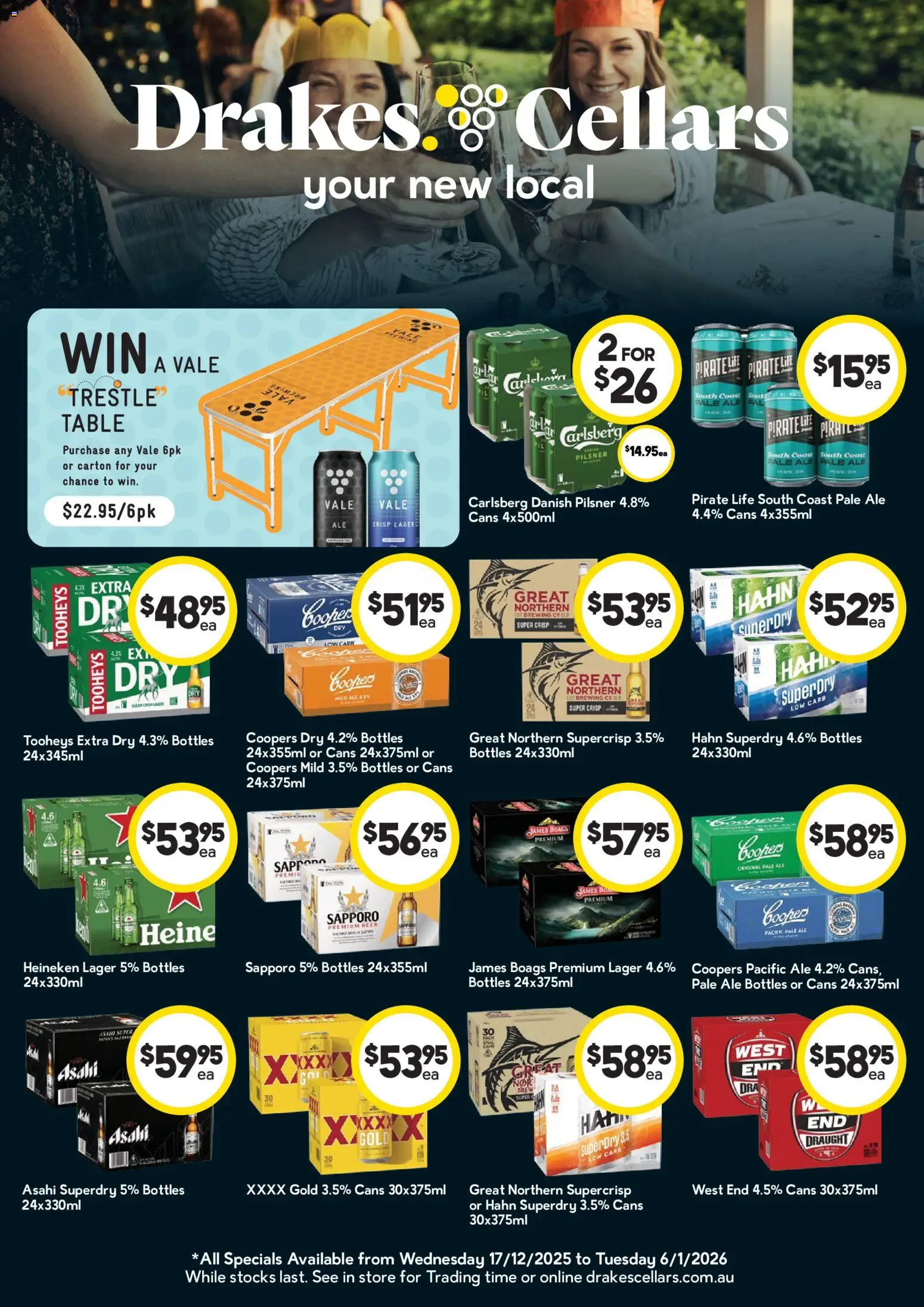 Drakes catalogue - valid from 17.12.2025 | Page: 1 | Products: Table, Beer, Trestle