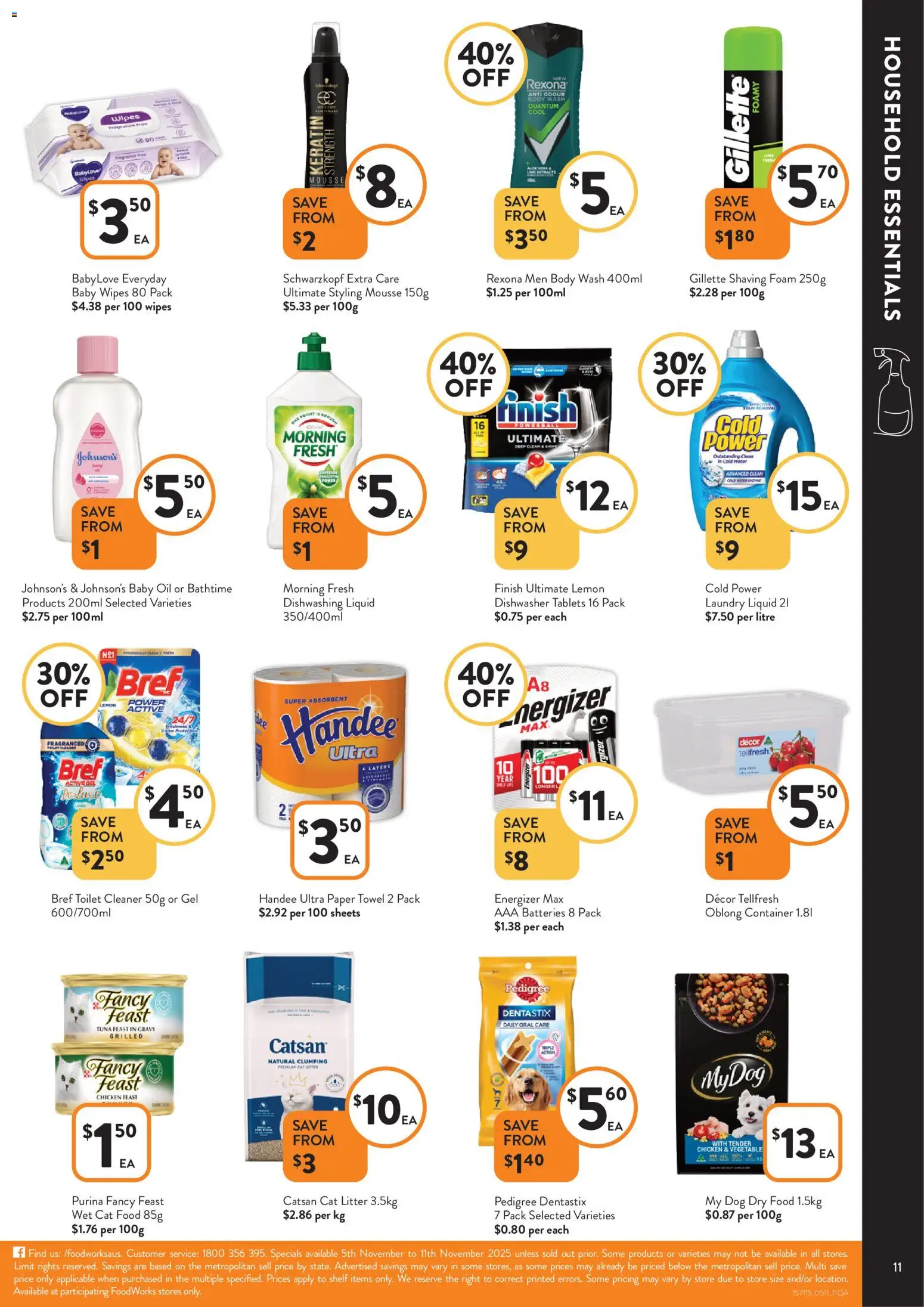 Foodworks catalogue - valid from 05.11.2025 | Page: 11 | Products: Decor, Cleaner, Water, Laundry