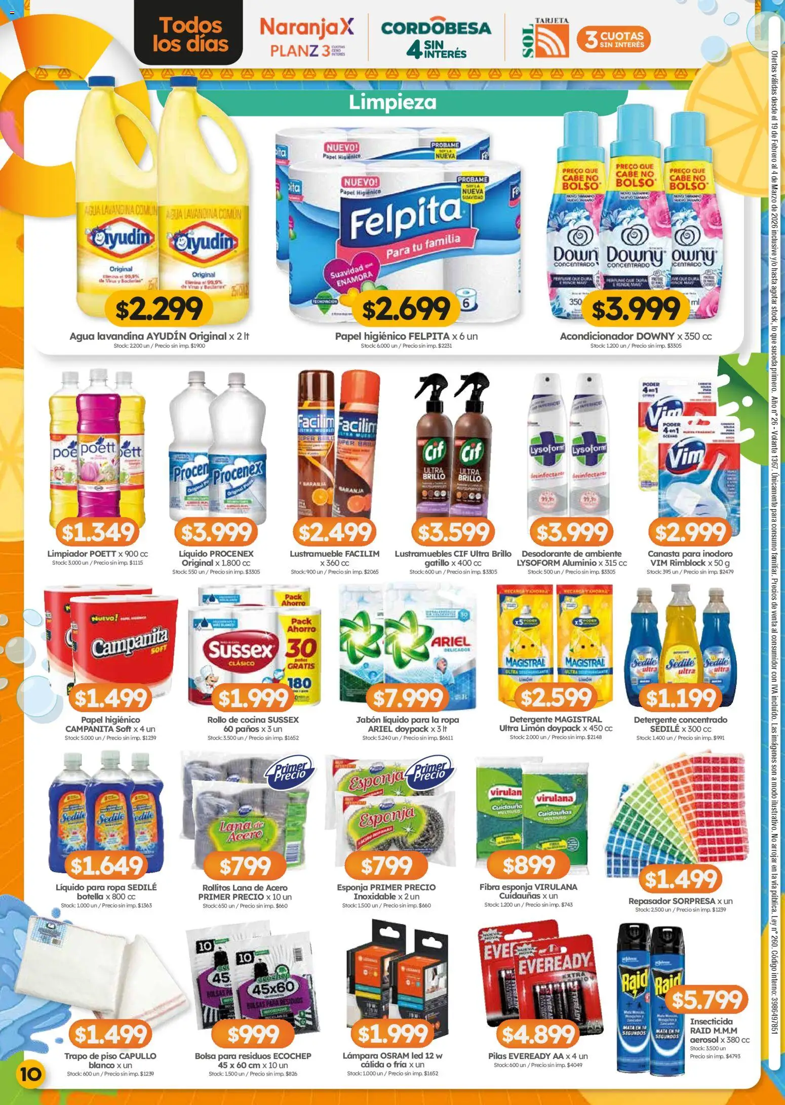 Cordiez ofertas │ válido desde el 19.02.2026 | Página: 10 | Productos: Trapo de piso, Pilas, Repasador, Agua