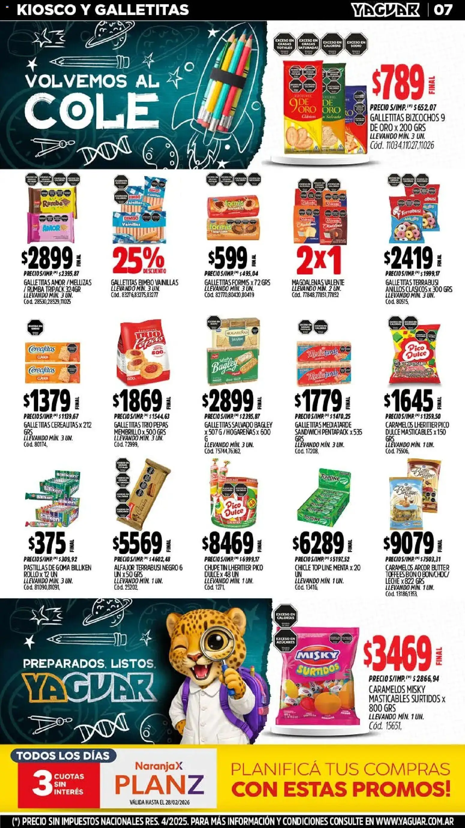 Yaguar - Oferta Semanal Trelew │ válido desde el 23.02.2026 | Página: 7 | Productos: Pico, Galletitas, Alfajor, Bizcochos