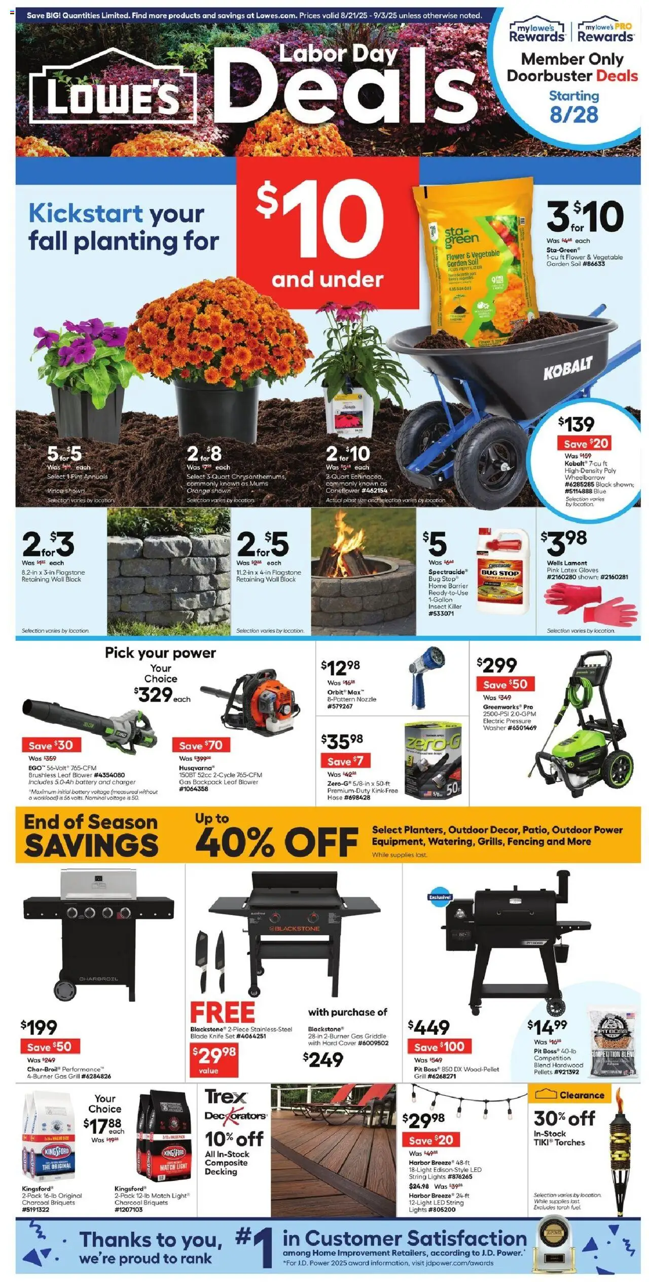 Lowe's Weekly Ad - valid from 21.08.2025 | Page: 1 | Products: Battery, Backpack, Gloves, Washer