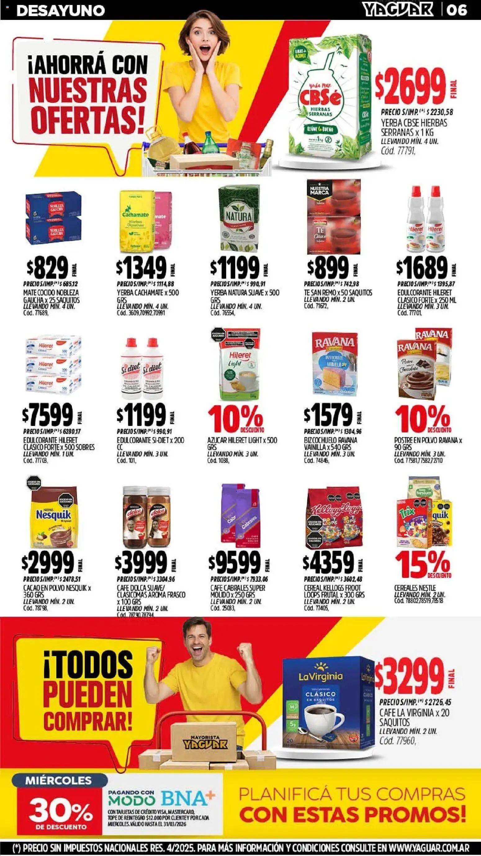 Yaguar - Oferta Semanal Misiones │ válido desde el 02.03.2026 | Página: 6 | Productos: Yerba, Té, Mate cocido, Cacao