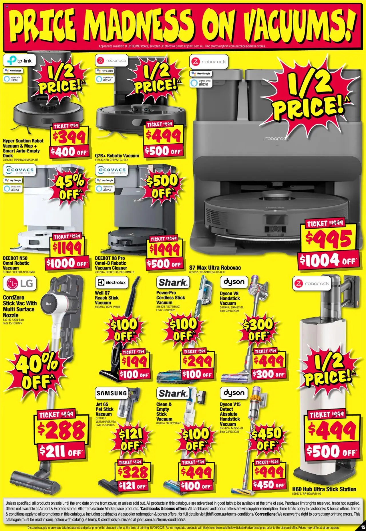 JB Hi-Fi catalogue - valid from 02.10.2025 | Page: 15 | Products: Mop, Cleaner, Date, Vacuum cleaner