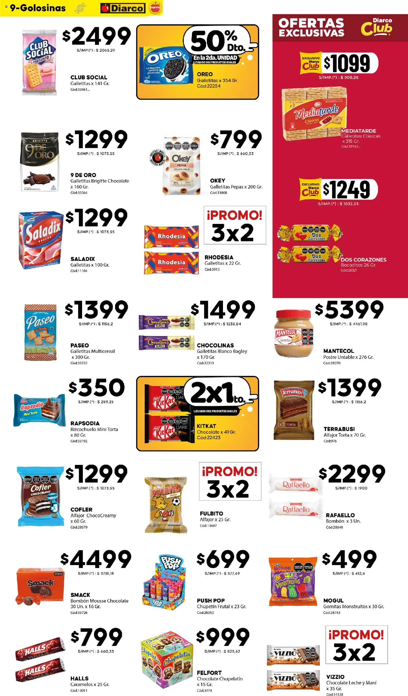 Diarco - Ofertas Diarco Barrio │ válido desde el 17.11.2025 | Página: 9 | Productos: Galletitas, Mani, Leche, Chocolate