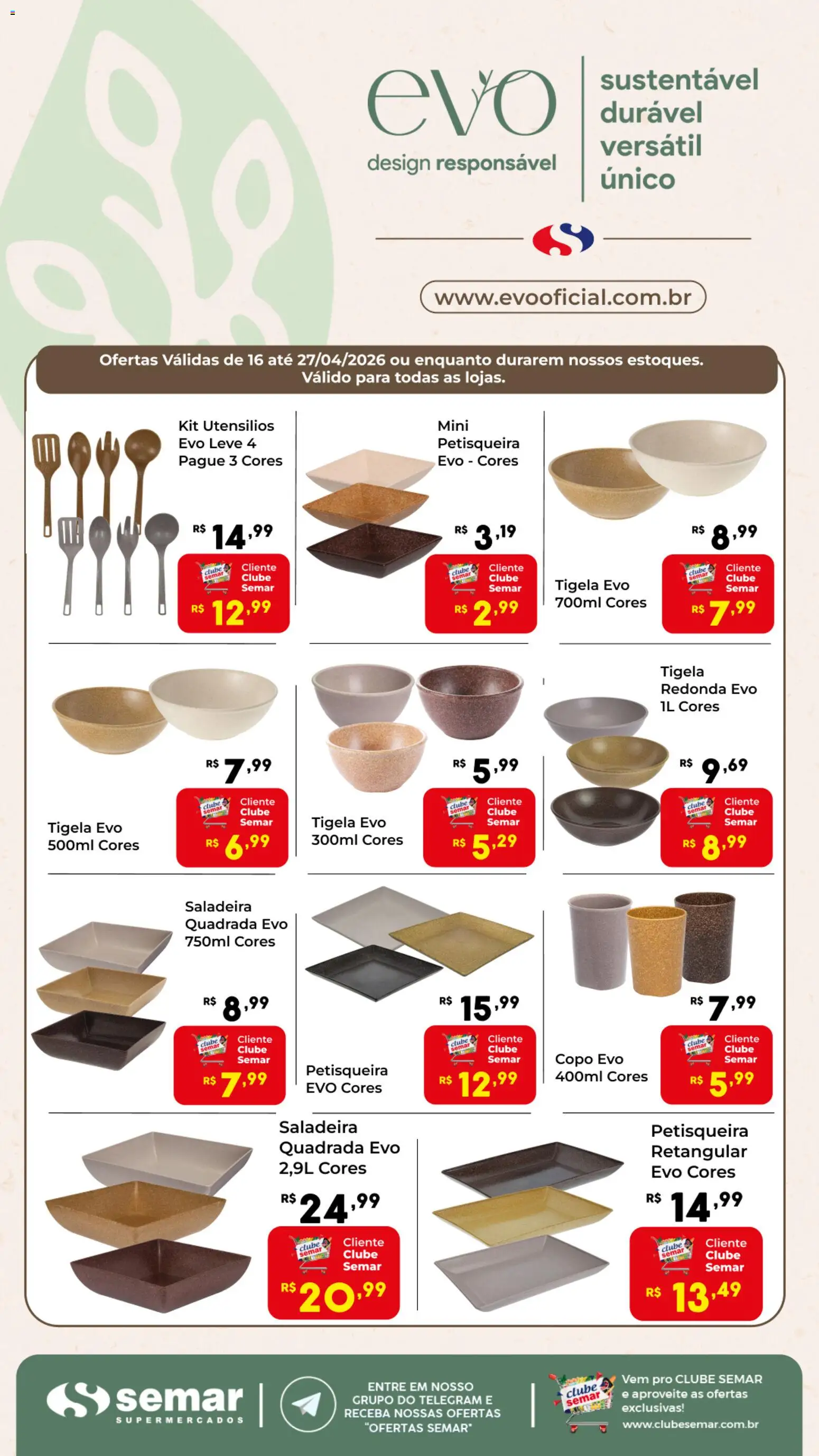 Semar Supermercado Folheto - válido de 16.04.2026 | Página: 1 | Produtos: Tigela