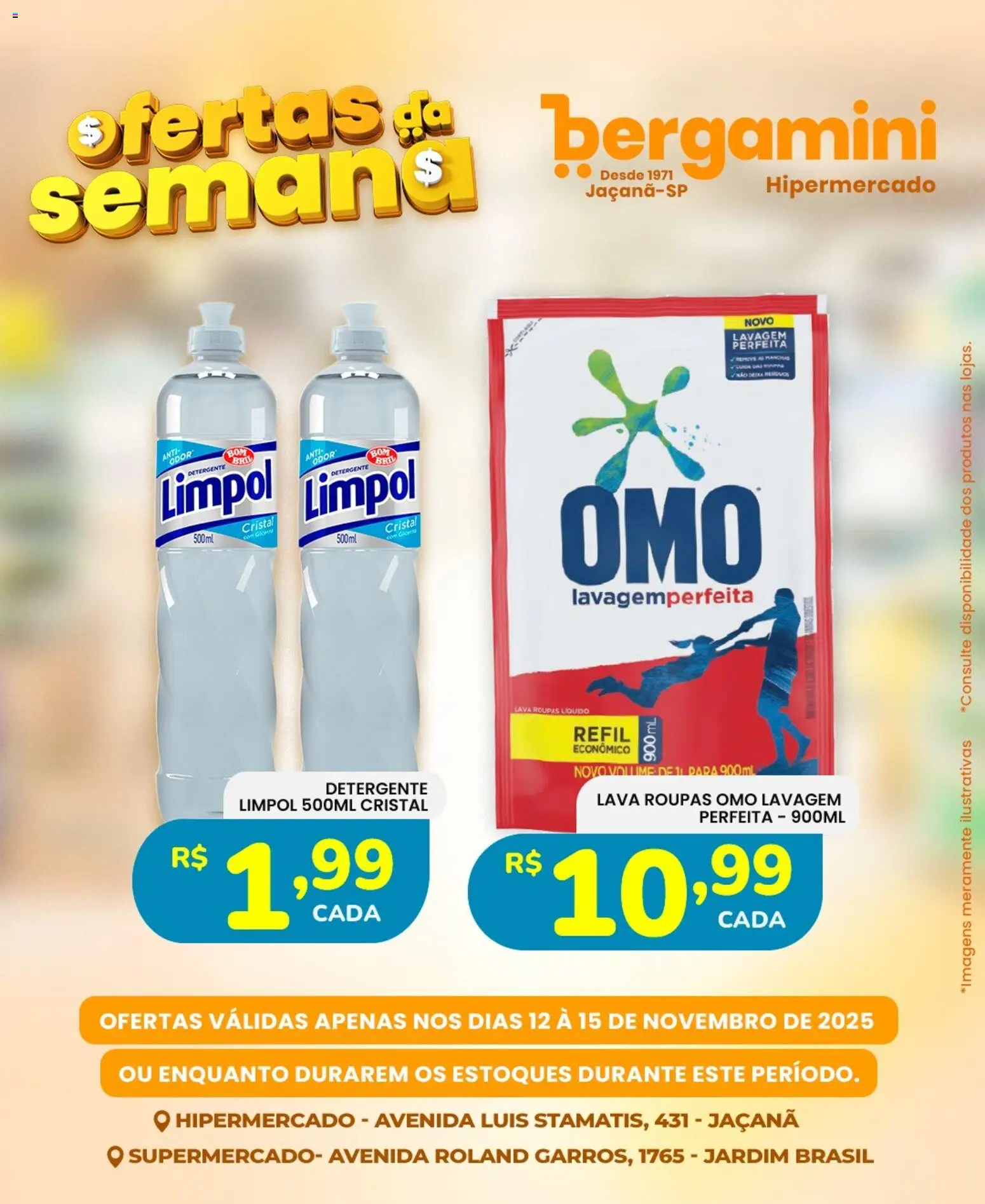 Supermercado Bergamini Folheto - válido de 12.11.2025 | Página: 9 | Produtos: Detergente, Roupas