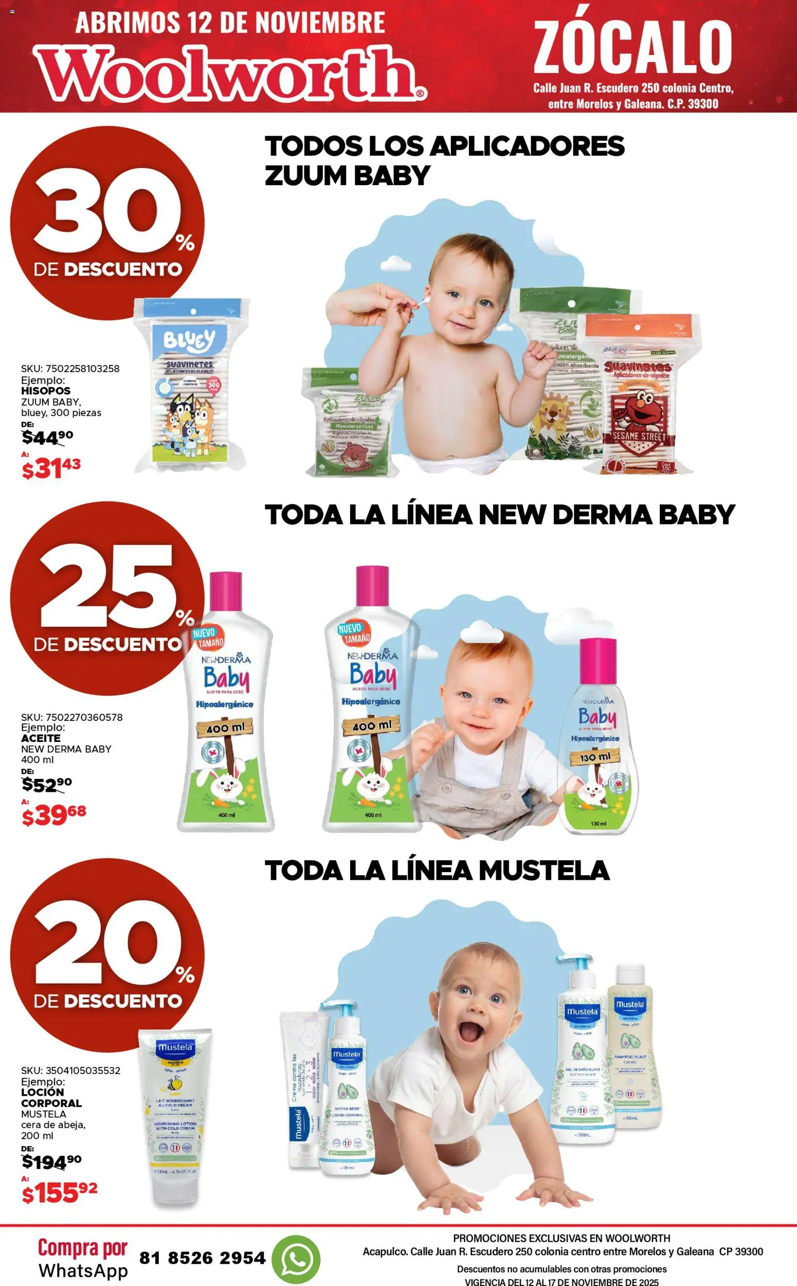 Nuevas ofertas de Del Sol y Woolworth válidas en toda la República Mexicana desde el 12.11.2025. ¡Encuentra las mejores ofertas en Del Sol y Woolworth catálogo Apertura Acapulco Centro 217! | Página: 54 | Productos: Crema, Loción, Cera, Baño