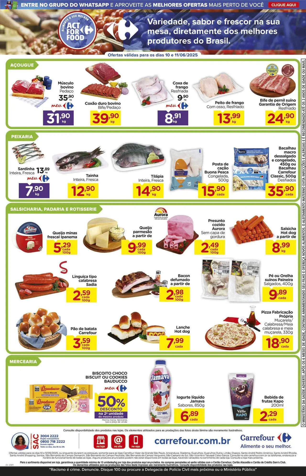 Carrefour Folheto - válido de 10.06.2025 | Página: 2 | Produtos: Bacalhau, Biscoito, Sardinha, Peito de frango