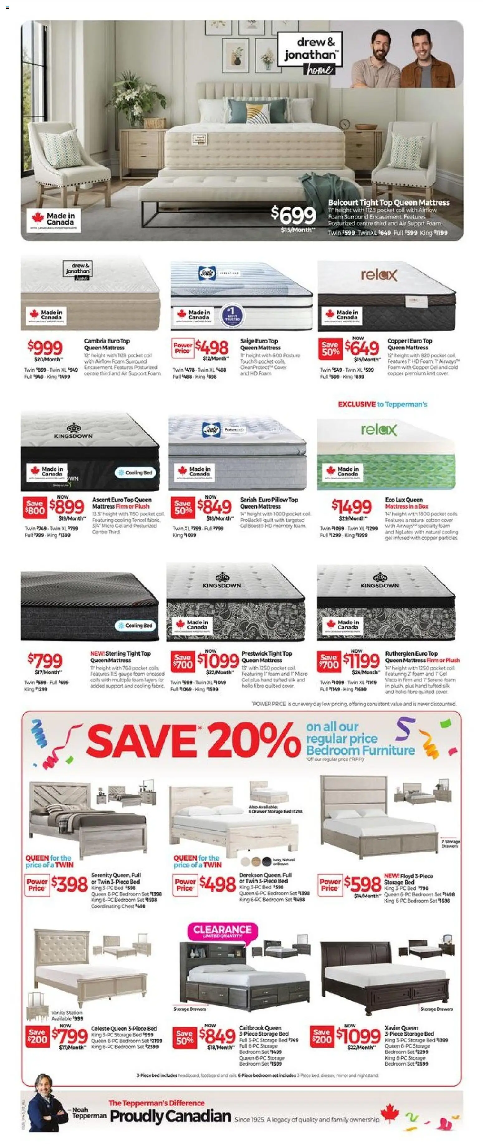 Tepperman's weekly flyer / circulaire flyer valid from 20.03.2026 | Page: 2 | Products: PC, Bed, Pillow, Mirror