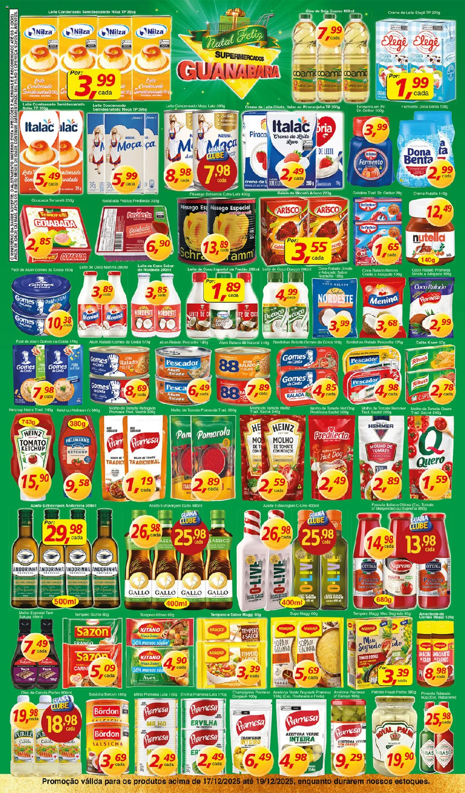 Supermercados Guanabara Folheto - válido de 17.12.2025 | Página: 3 | Produtos: Palmito, Salsicha, Amaciante, Soja