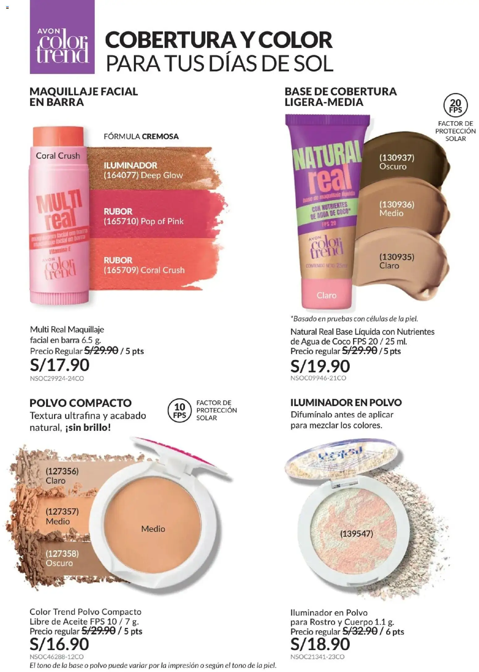 Catálogo Avon válido desde 01.01.2026 | Página: 12 | Productos: Aceite, Maquillaje, Polvo, Rubor