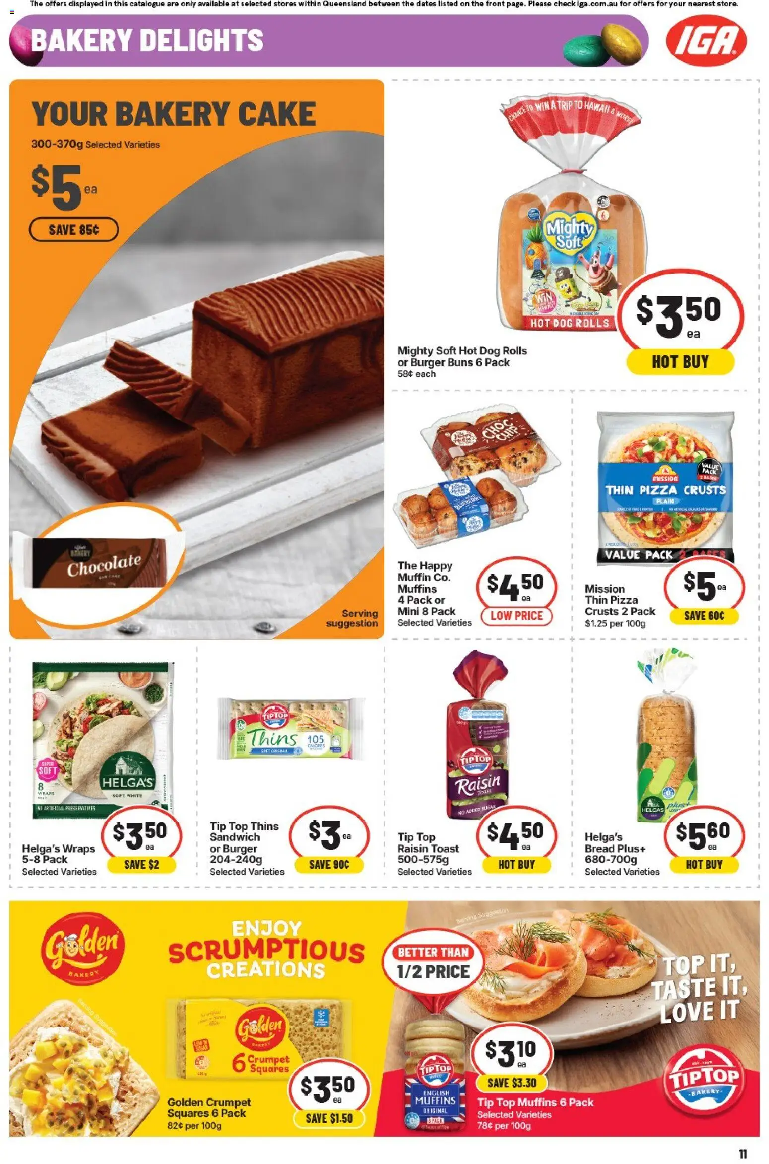 IGA catalogue - valid from 01.04.2026 | Page: 14 | Products: Bread, Pizza, Muffins, Bakery