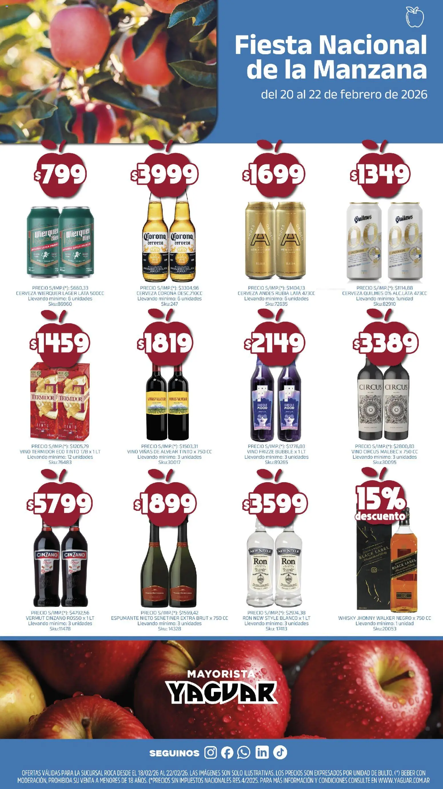 Yaguar - Fiesta de la Manzana  │ válido desde el 20.02.2026 | Página: 1 | Productos: Whisky, Manzana, Vino, Cerveza