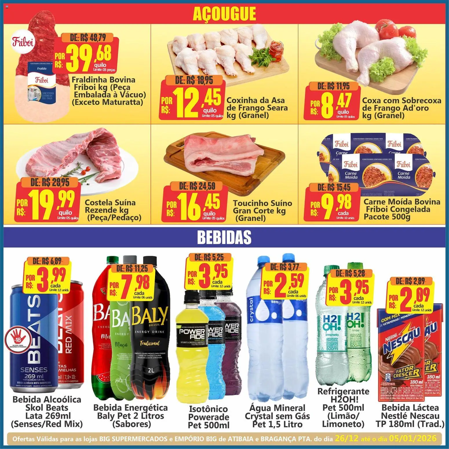 Big Supermercados Folheto - válido de 26.12.2025 | Página: 3 | Produtos: Fraldinha, Base, Frango, Carne moída