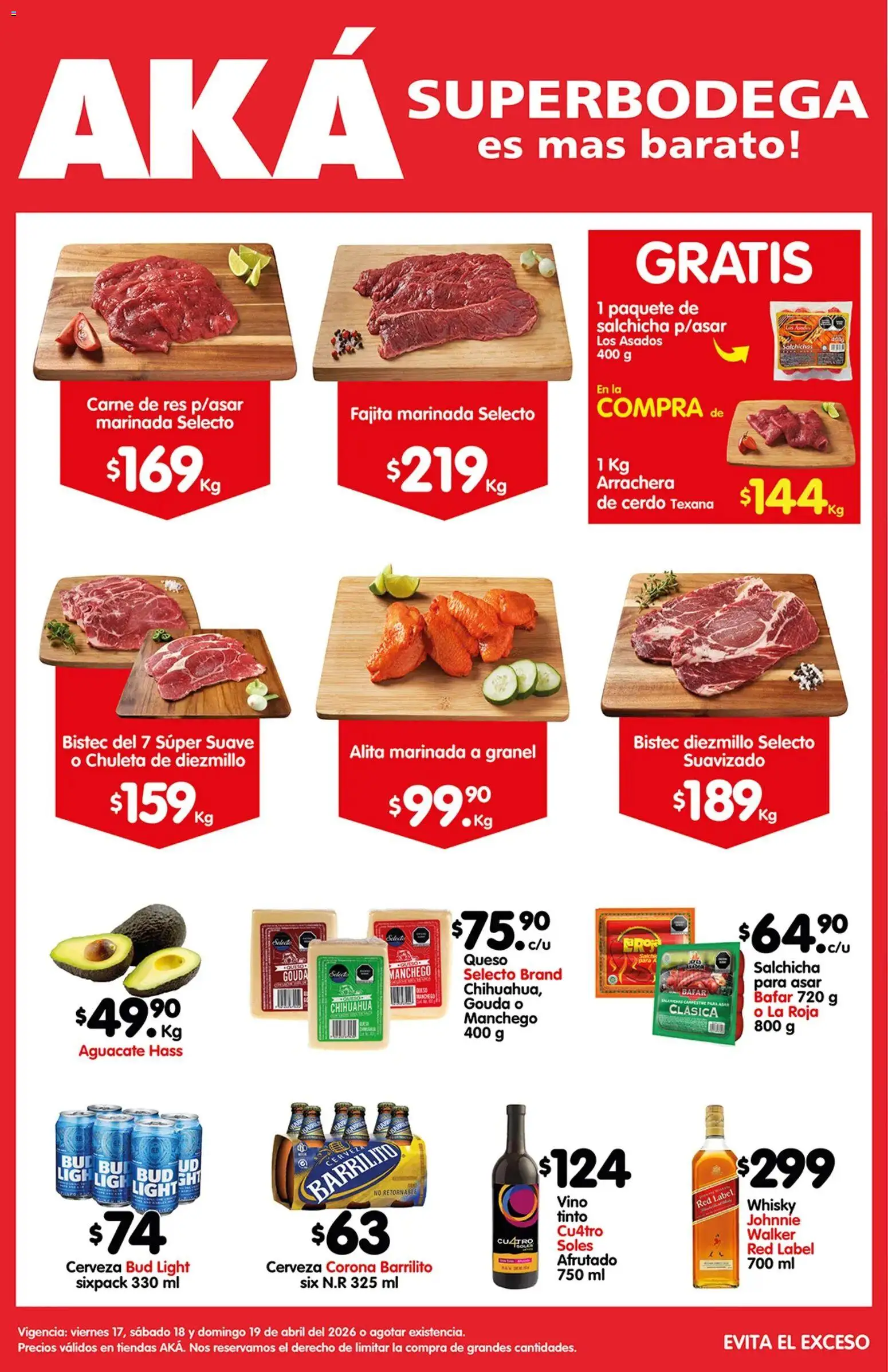 Nuevas ofertas de Arteli válidas en toda la República Mexicana desde el 17.04.2026. ¡Encuentra las mejores ofertas en Arteli folleto Carnita Asada Aká Superbodegas ! | Página: 1 | Productos: Aguacate, Cerdo, Res, Whisky
