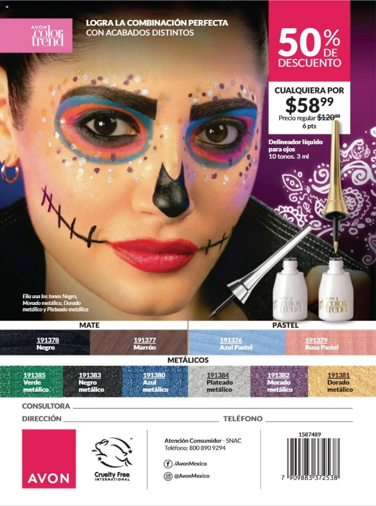 Nuevas ofertas de AVON válidas en toda la República Mexicana desde el 12.09.2025. ¡Encuentra las mejores ofertas en AVON - Campaña 15 2025! | Página: 198 | Productos: Mate, Teléfono, Delineador, Esmalte de uñas