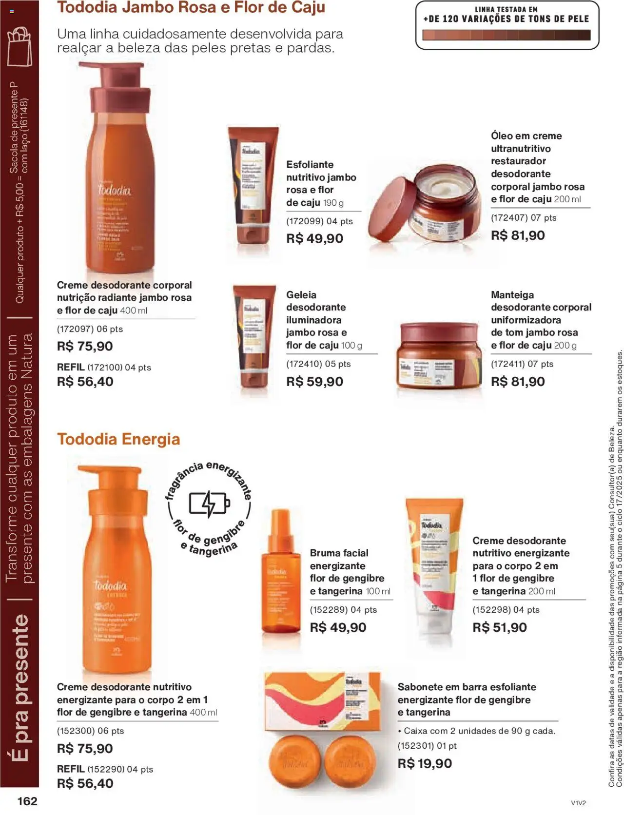 Natura Folheto - válido de 14.10.2025 | Página: 162 | Produtos: Caju, Gengibre, Desodorante, Manteiga