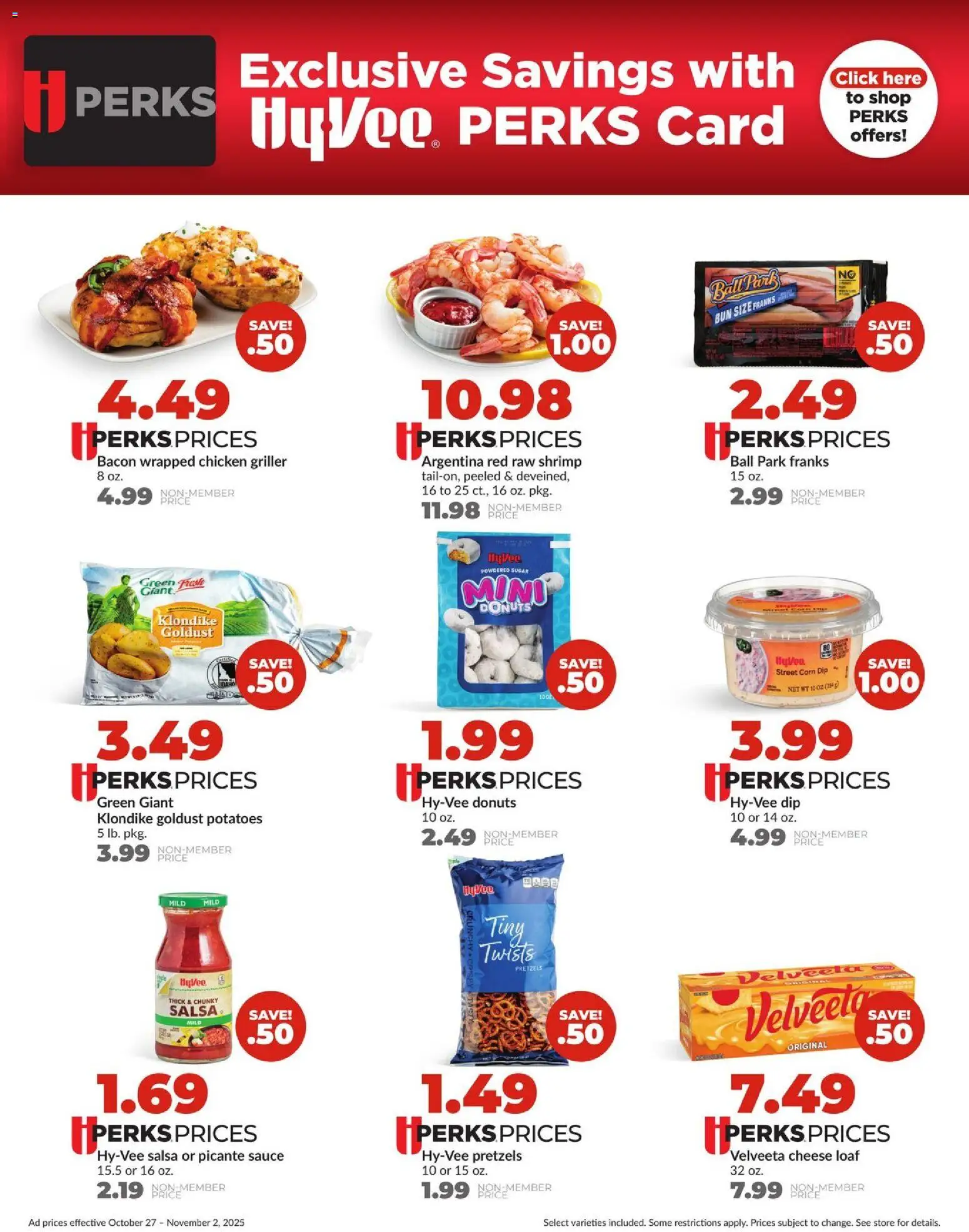 HyVee Weekly Ad - valid from 27.10.2025 | Page: 3 | Products: Corn, Cheese, Potatoes, Sugar