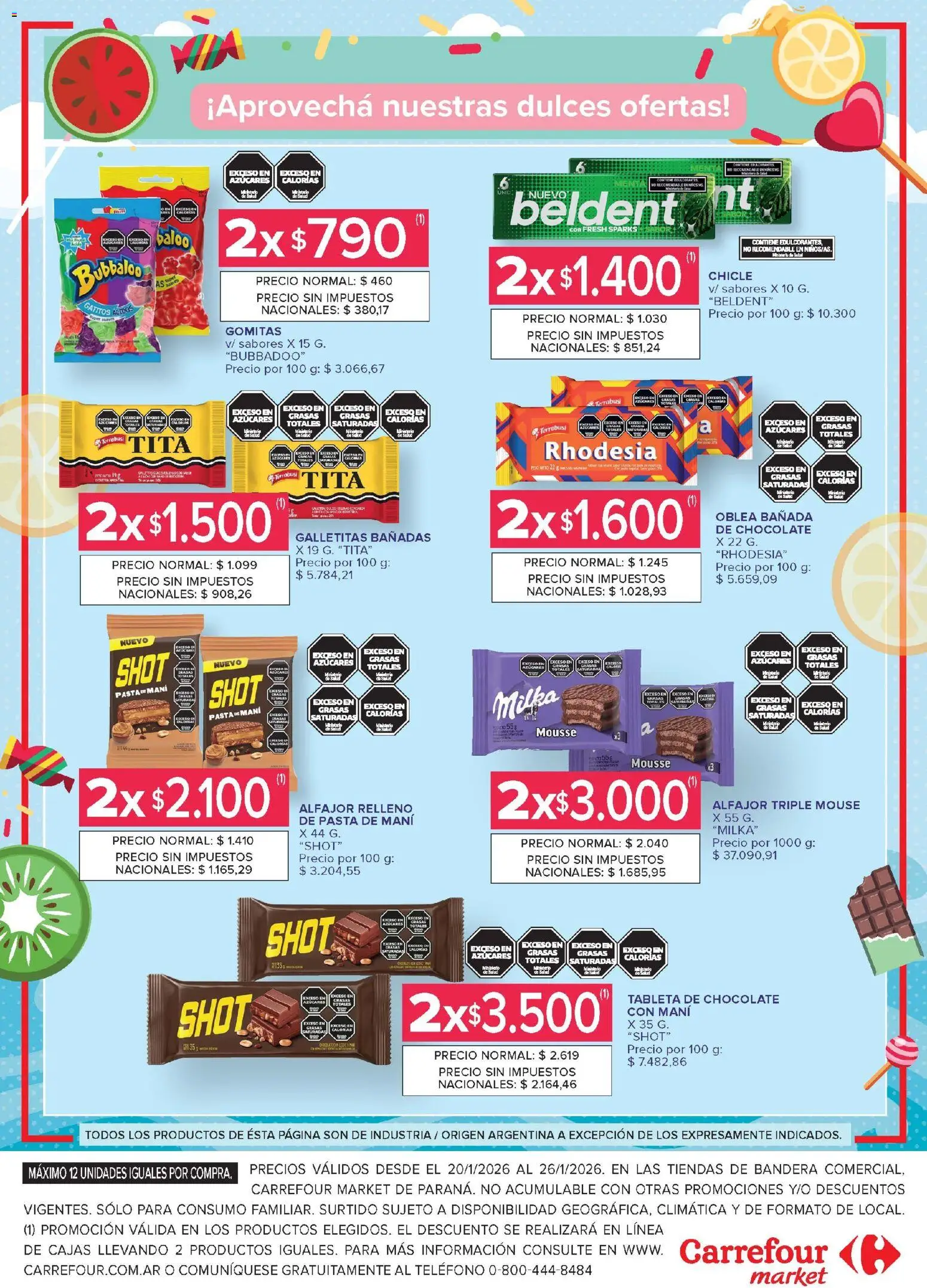 Carrefour Market catálogo │ válido desde el 20.01.2026 | Página: 4 | Productos: Tableta, Gomitas, Mani, Chocolate