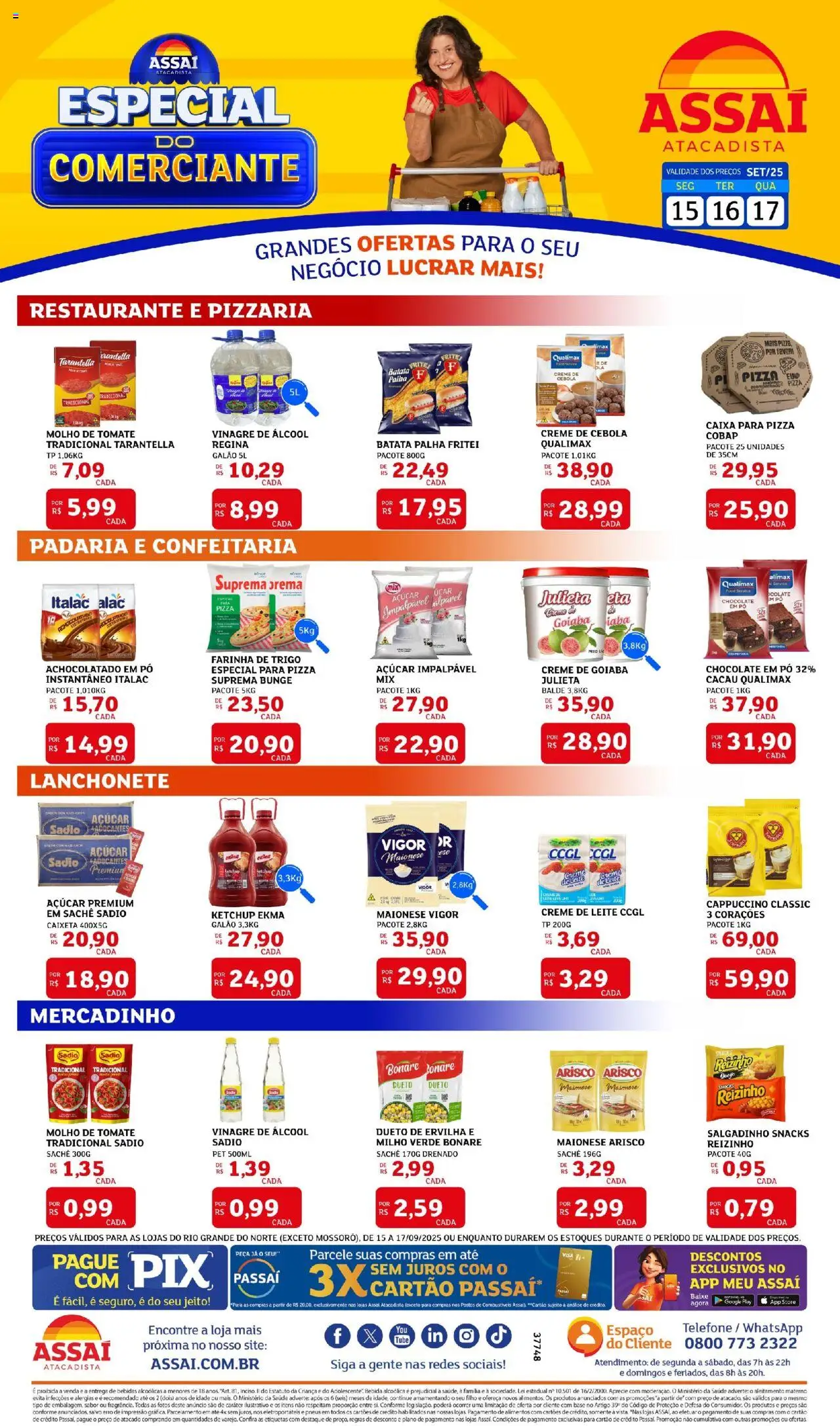 Assaí Atacadista Folheto - válido de 15.09.2025 | Página: 1 | Produtos: Farinha de trigo, Leite, Base, Açúcar