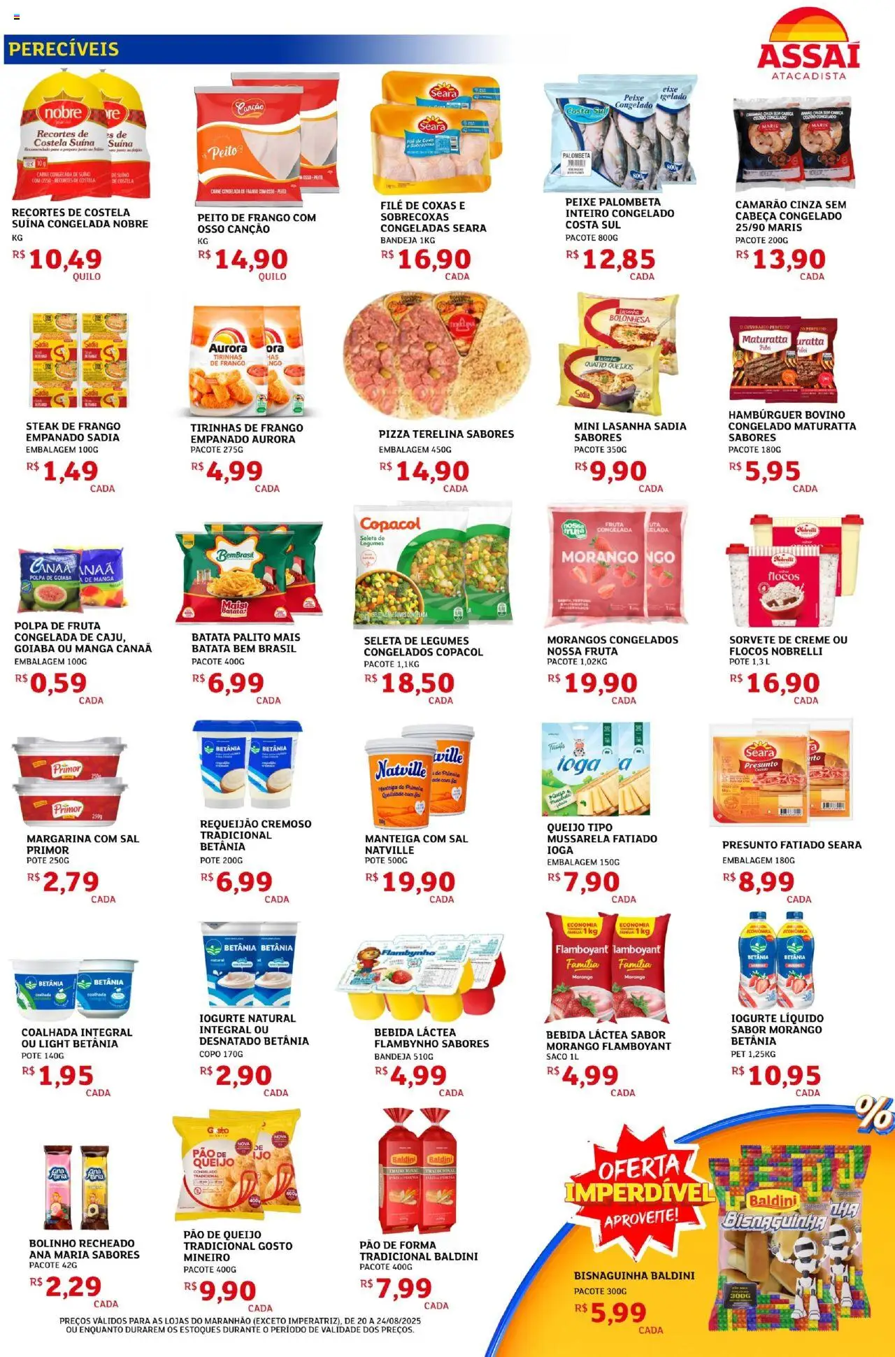 Assaí Atacadista Folheto - válido de 20.08.2025 | Página: 3 | Produtos: Camarão, Pão de forma, Hambúrguer, Peito de frango