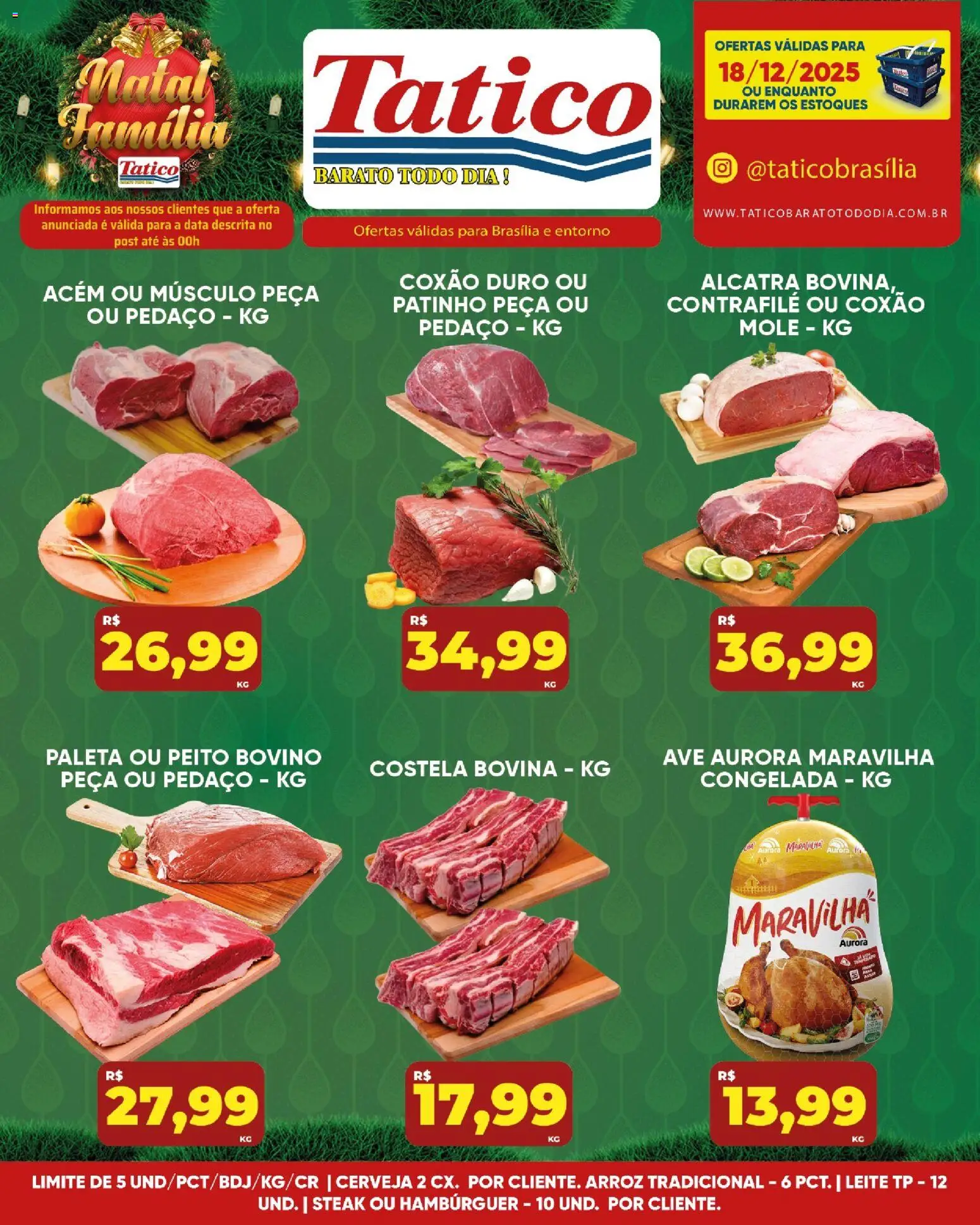 Tatico Folheto - válido de 18.12.2025 | Página: 10 | Produtos: Acém, Alcatra, Leite, Arroz