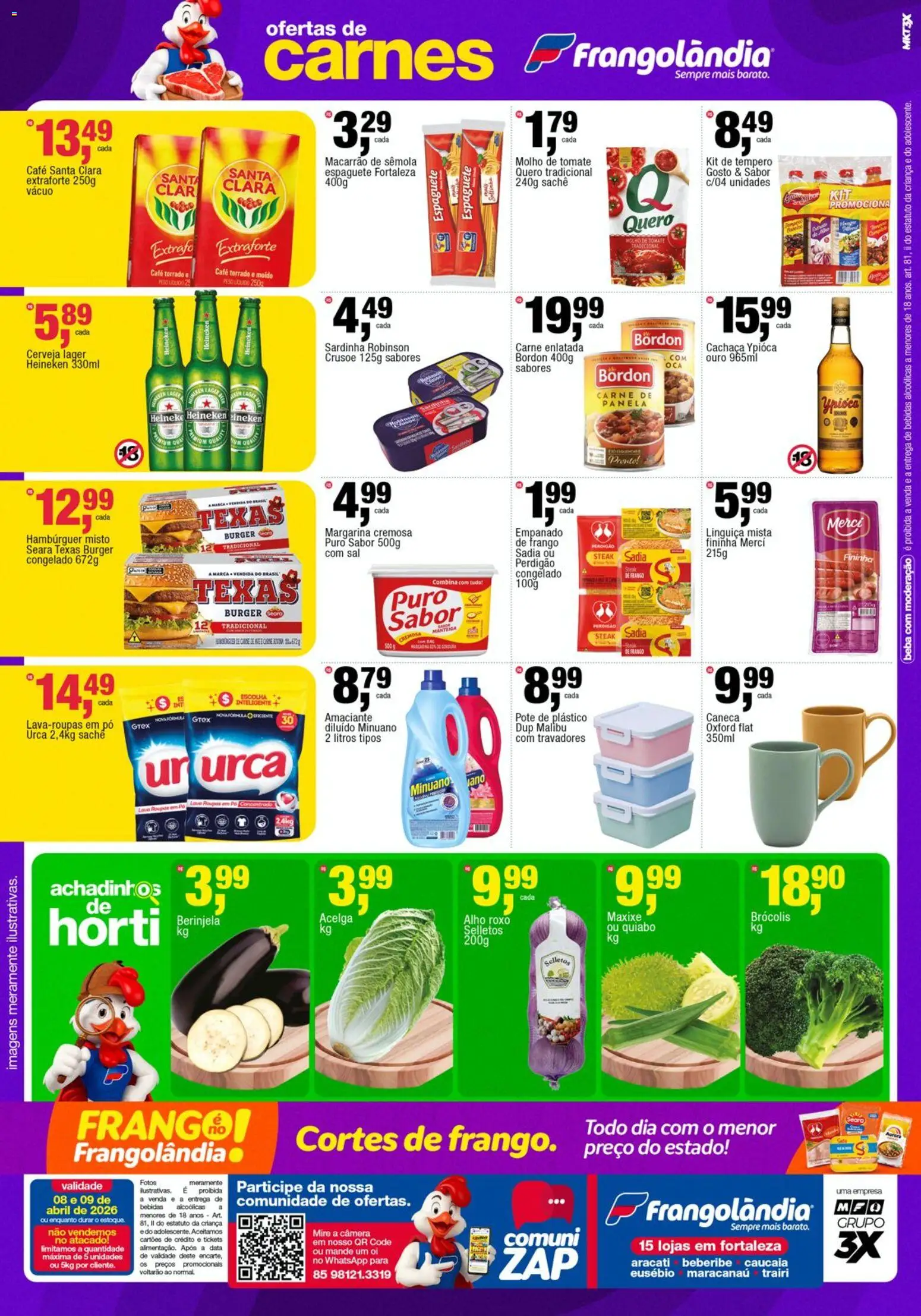 Frangolândia Folheto - válido de 08.04.2026 | Página: 2 | Produtos: Berinjela, Cachaça, Cerveja, Carne