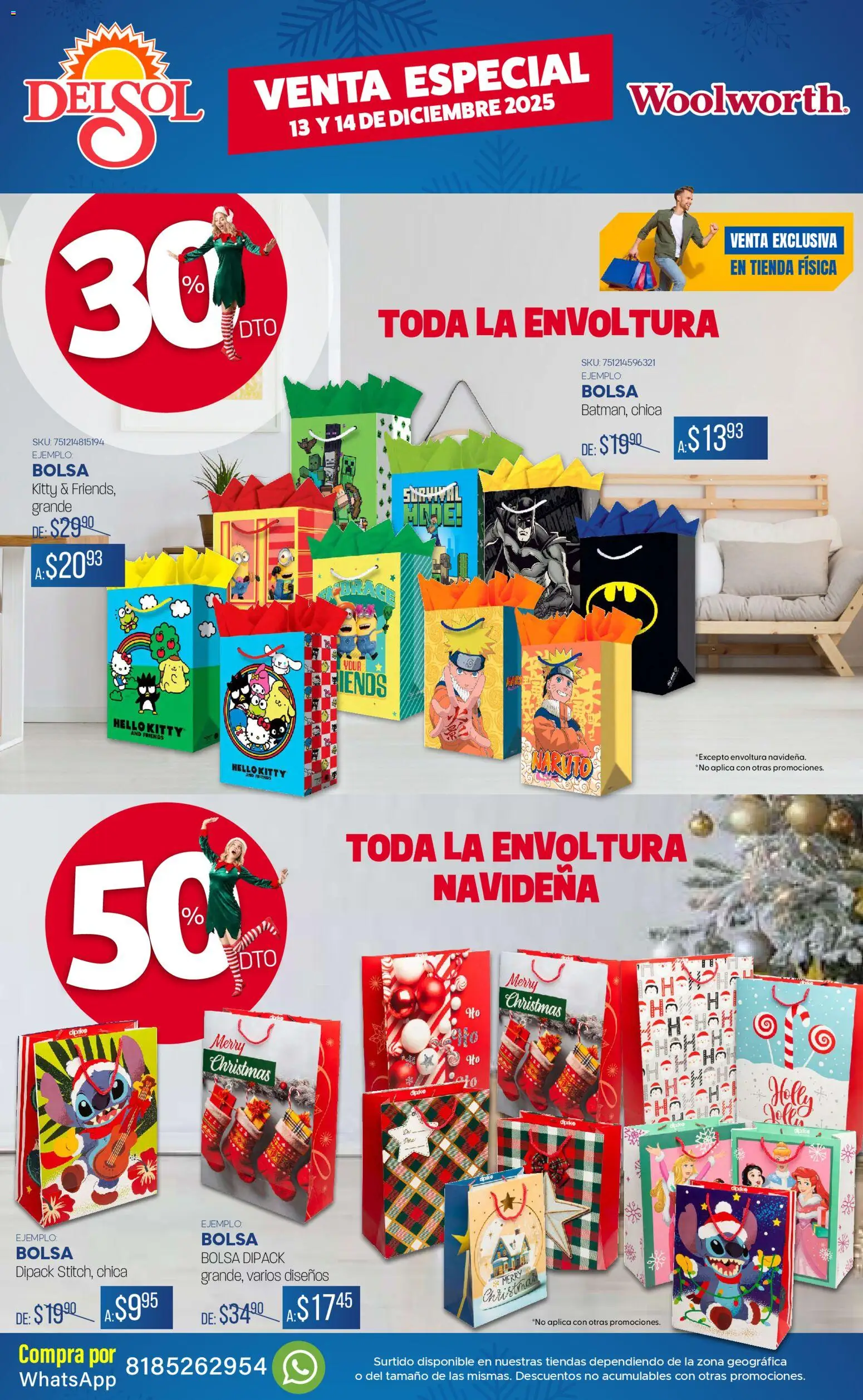 Nuevas ofertas de Del Sol y Woolworth válidas en toda la República Mexicana desde el 12.12.2025. ¡Encuentra las mejores ofertas en Del Sol y Woolworth catálogo Venta Especial de Navidad! | Página: 6 | Productos: Bolsa