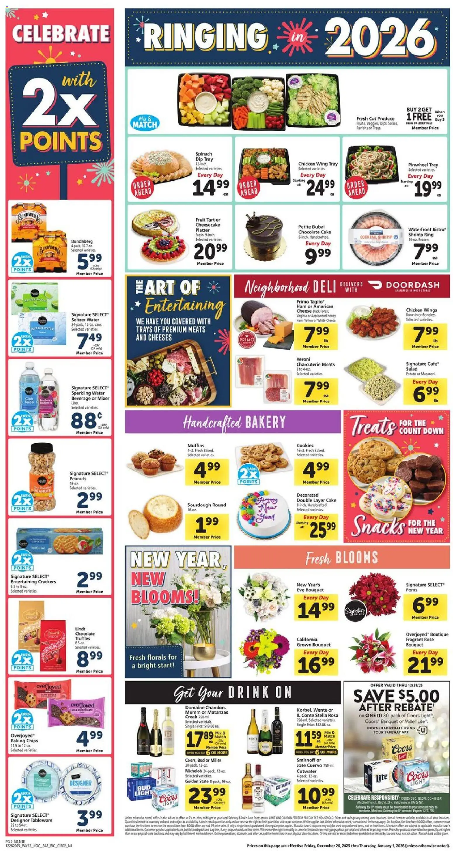 Safeway Weekly Ad - valid from 26.12.2025 | Page: 2 | Products: Chocolate, Chips, Salad, Water