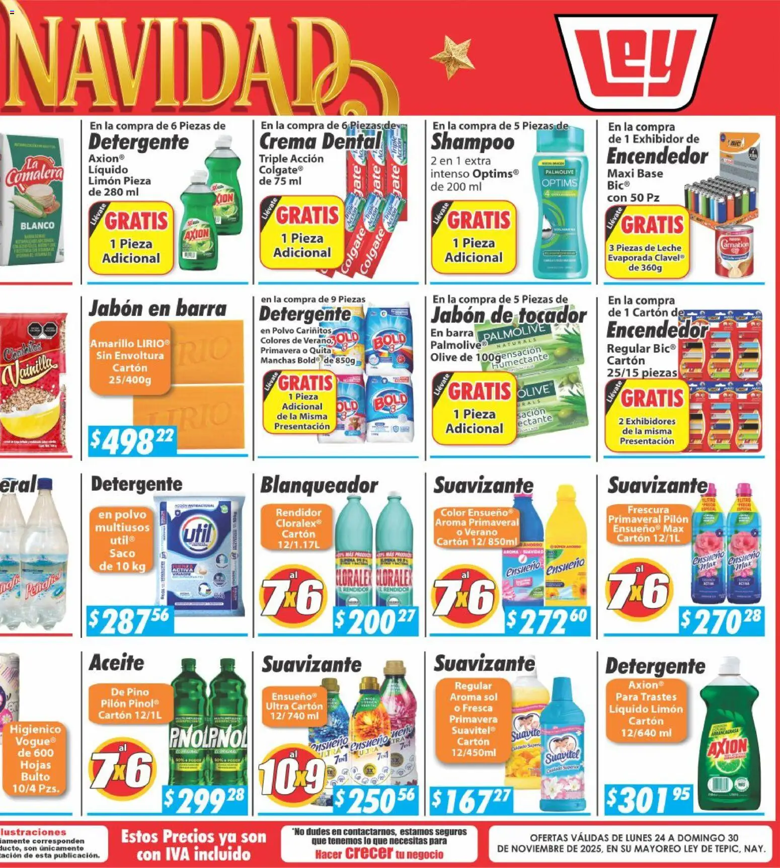 Nuevas ofertas de Casa Ley válidas en toda la República Mexicana desde el 24.11.2025. ¡Encuentra las mejores ofertas en Casa Ley folleto Tepic! | Página: 6 | Productos: Crema, Encendedor, Barra, Jabón