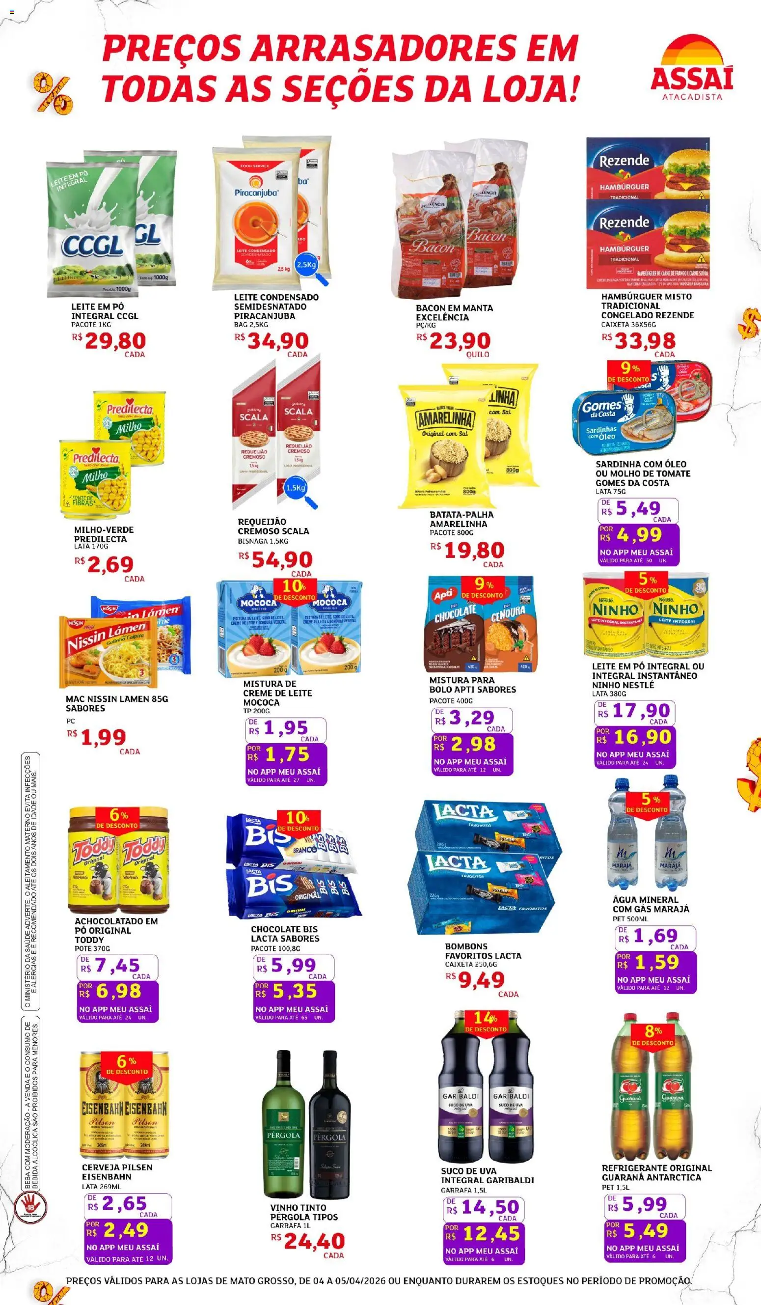 Assaí Atacadista Folheto - válido de 04.04.2026 | Página: 2 | Produtos: Piso, Molho de tomate, Óleo, Sal