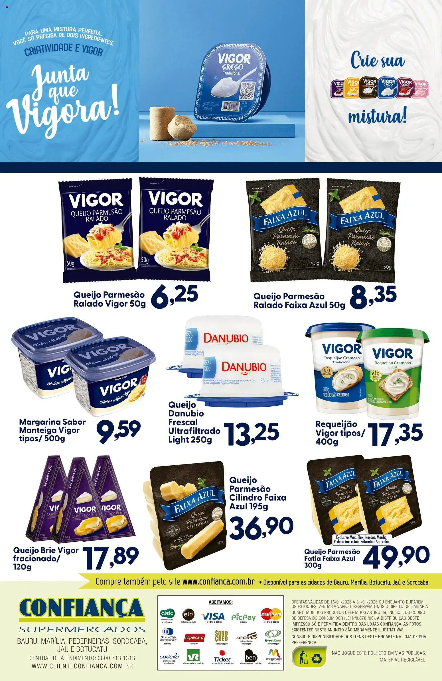 Confiança Folheto - válido de 16.01.2026 | Página: 2 | Produtos: Queijo, Brie, Queijo parmesão, Margarina