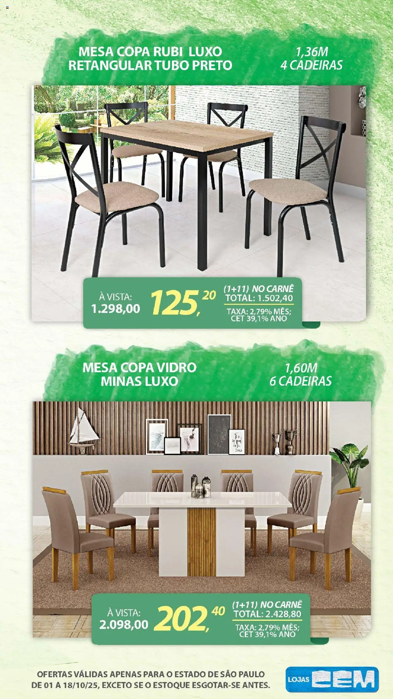Lojas Cem Folheto - válido de 01.10.2025 | Página: 90 | Produtos: Mesa, Copa, Carne