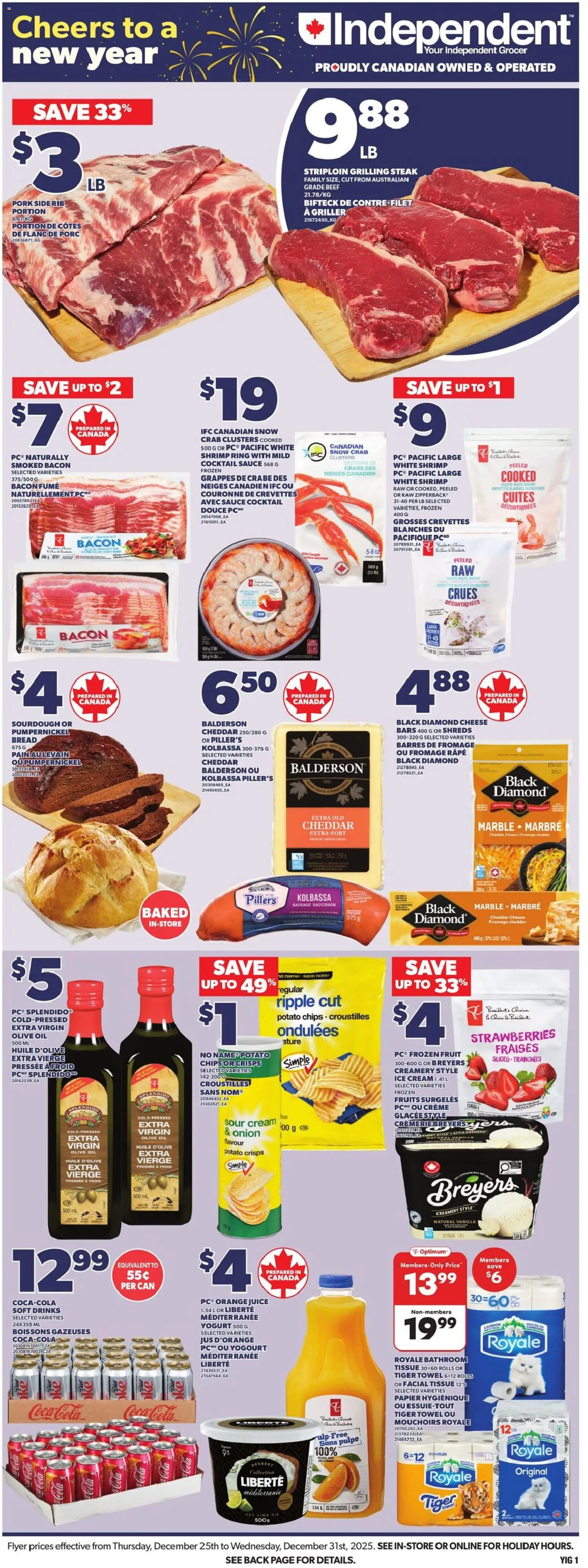 Independent Grocer flyer valid from 25.12.2025 | Page: 3 | Products: Cream, PC, Bread, Pork