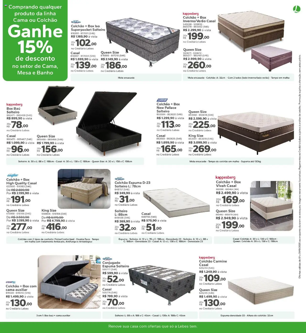 Lebes Folheto - válido de 01.10.2025 | Página: 13 | Produtos: Cama, Colchão, Mesa