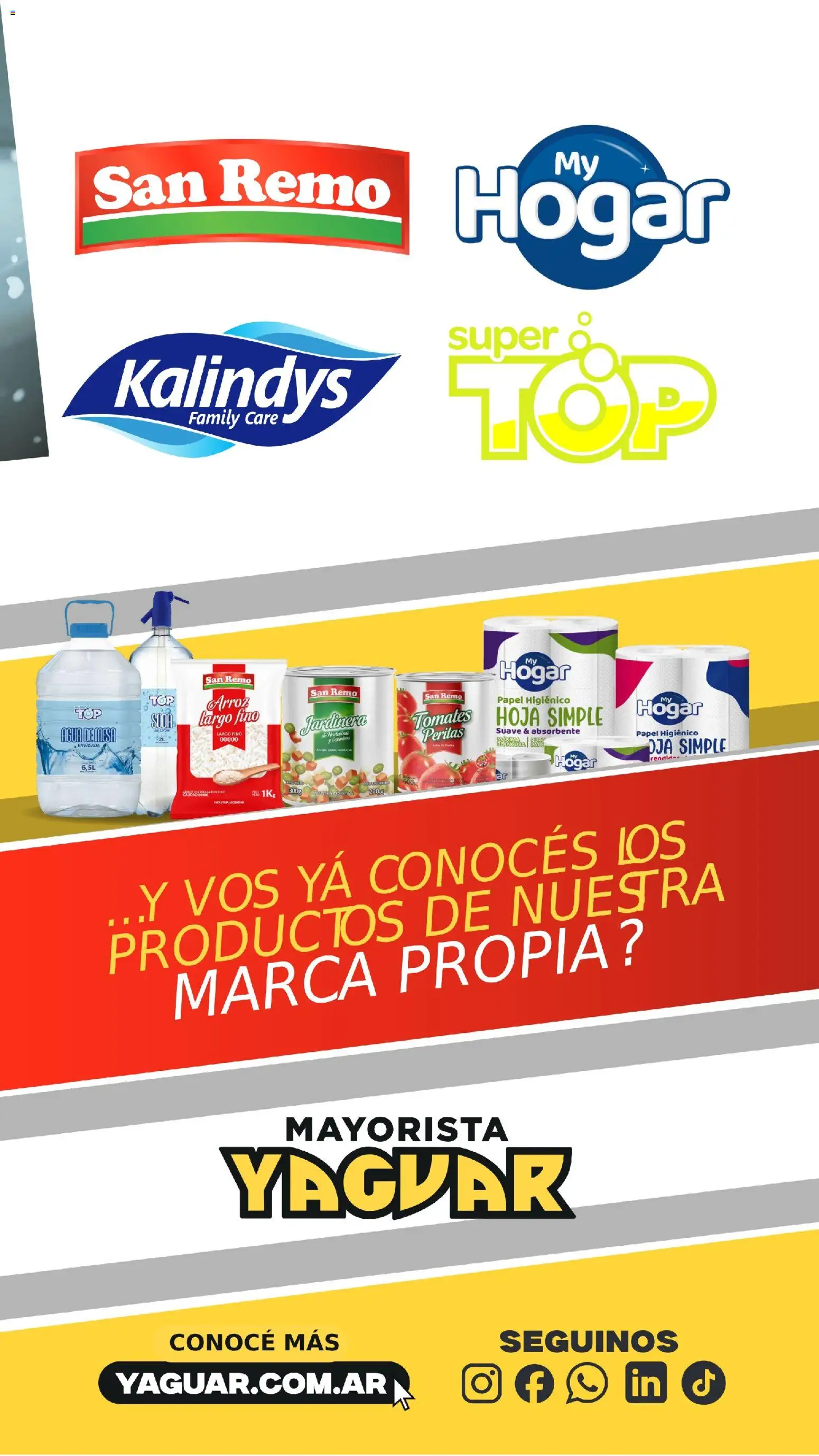 Yaguar - ¡Conocé nuestras marcas! │ válido desde el 20.04.2026 | Página: 16 | Productos: Soda, Agua, Tomates, Arroz