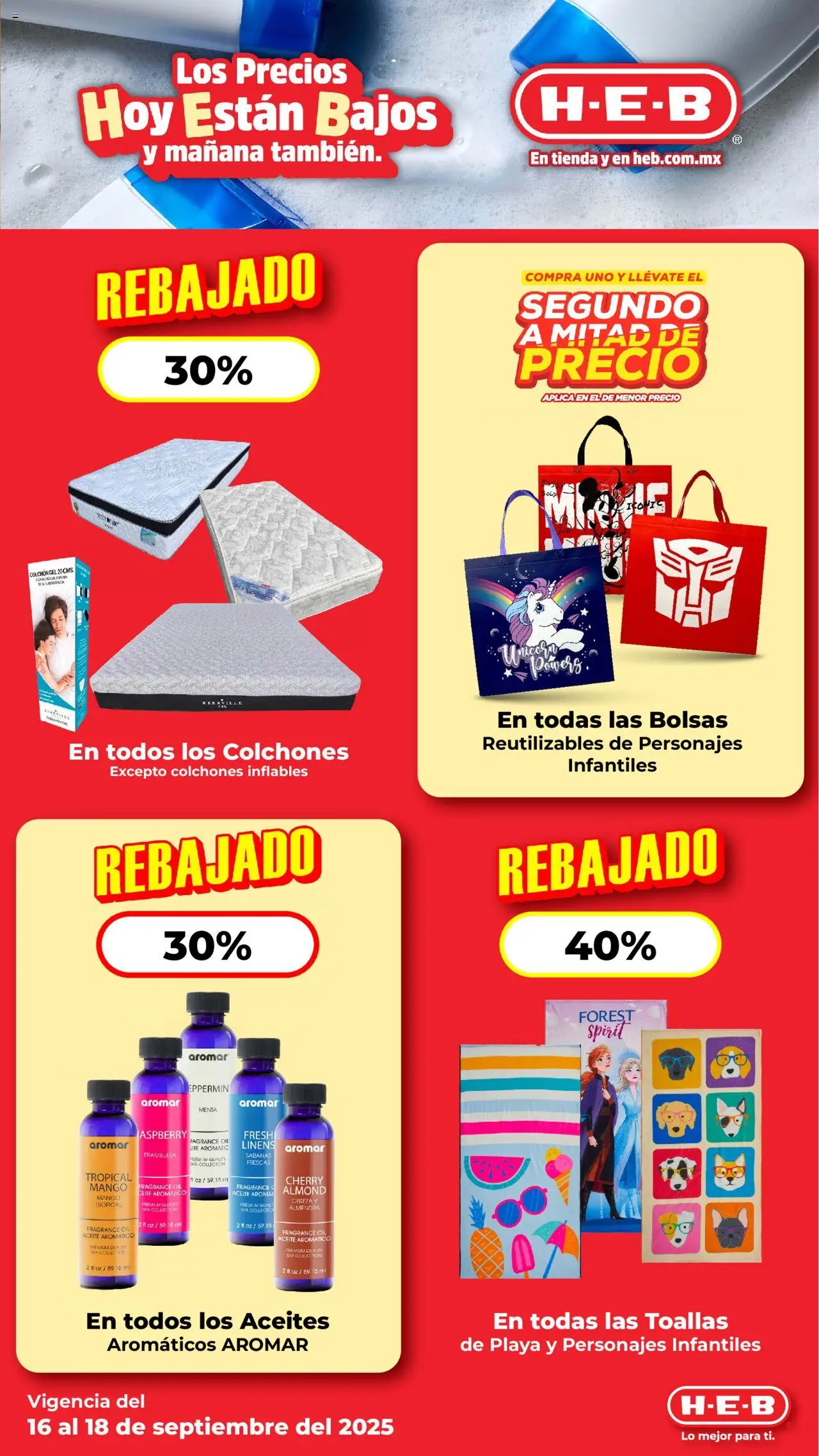 Nuevas ofertas de H-E-B válidas en toda la República Mexicana desde el 16.09.2025. ¡Encuentra las mejores ofertas en H-E-B - Folleto! | Página: 10 | Productos: Mango, Aceite, Almendra, Colchón