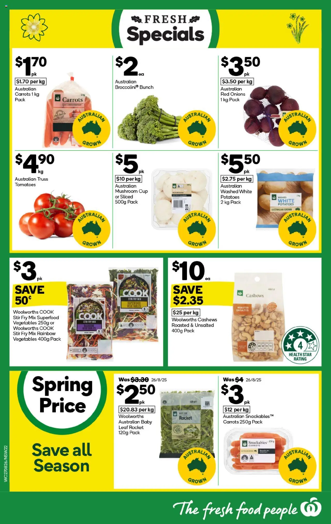 Woolworths catalogue - valid from 27.08.2025 | Page: 22 | Products: Tomatoes, Carrots, Rocket, Vegetables
