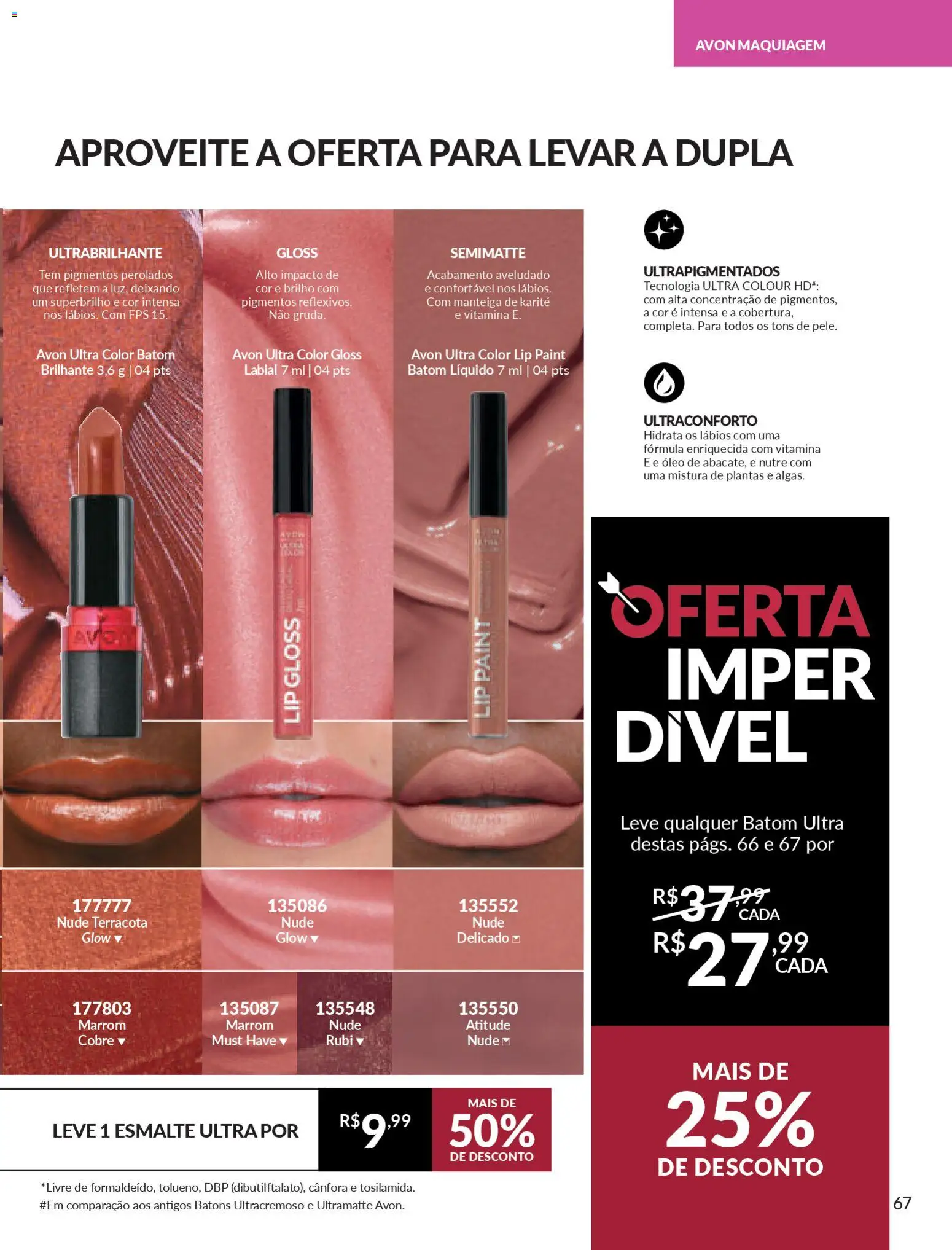 Avon Folheto - válido de 21.11.2025 | Página: 67 | Produtos: Maquiagem, Batom, Manteiga, Óleo