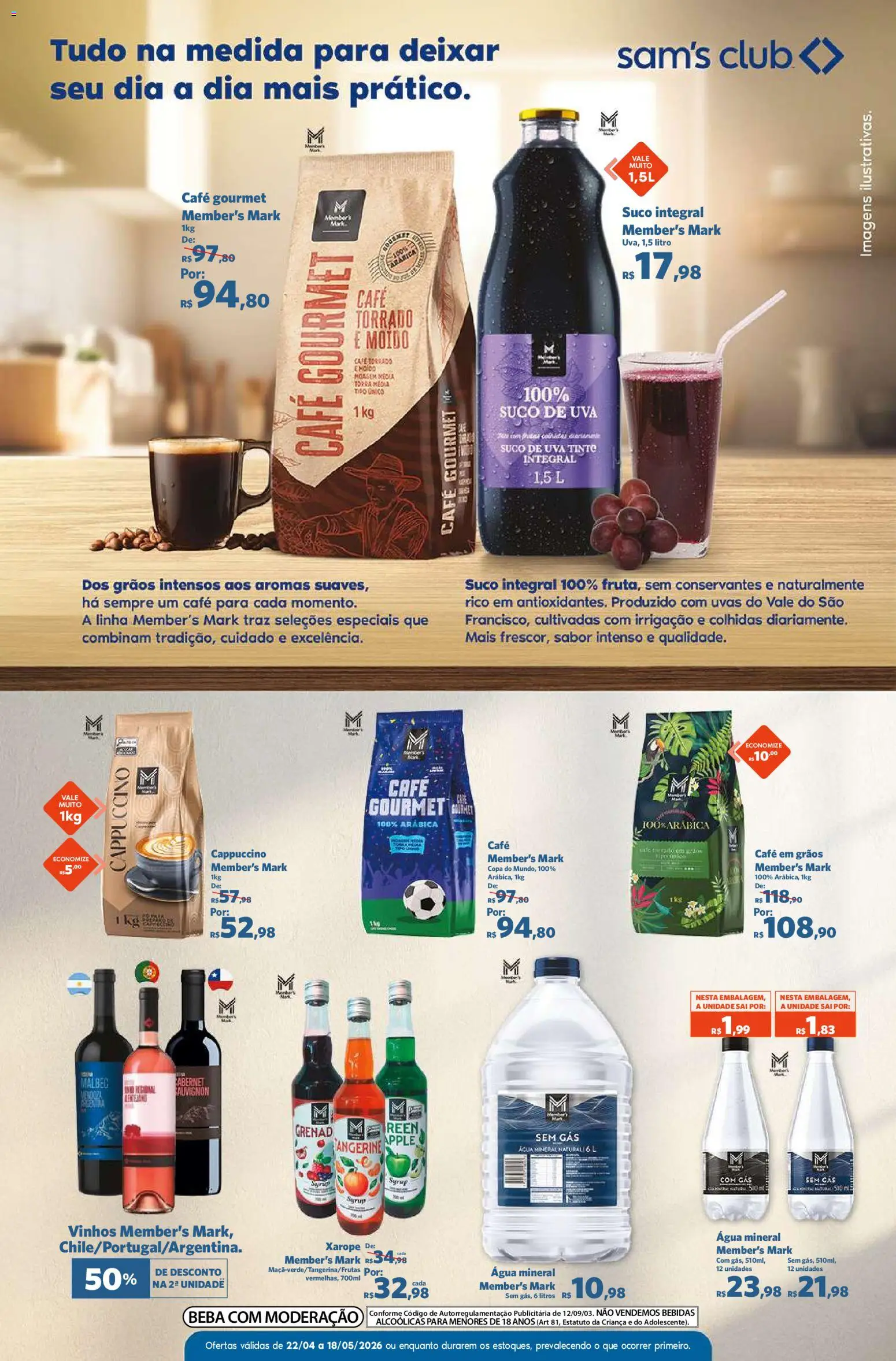 Sam's Club Folheto - válido de 22.04.2026 | Página: 9 | Produtos: Café, Suco, Xarope, Uvas