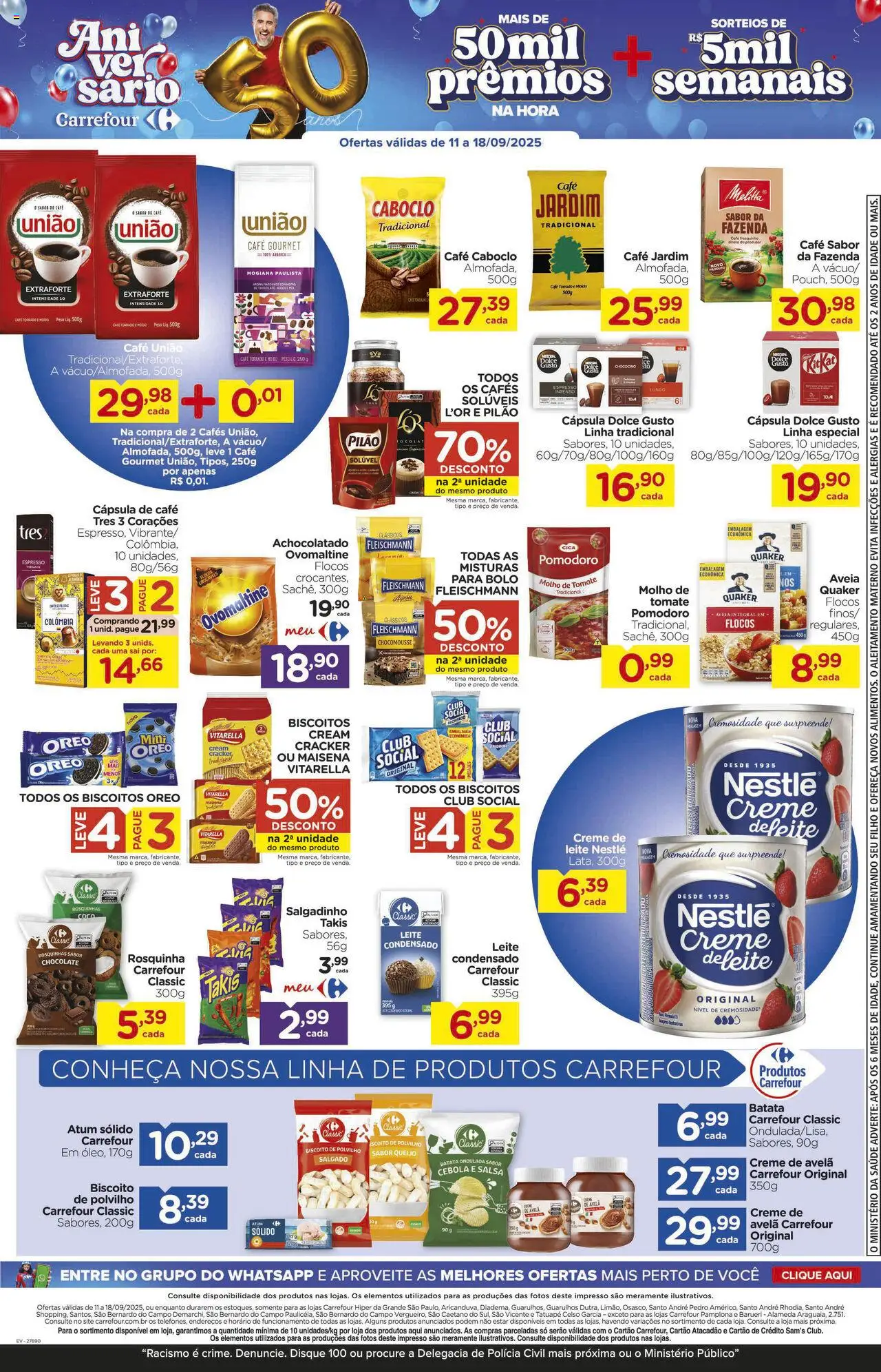 Carrefour Folheto - válido de 11.09.2025 | Página: 6 | Produtos: Polvilho, Leite, Chocolate, Avelã