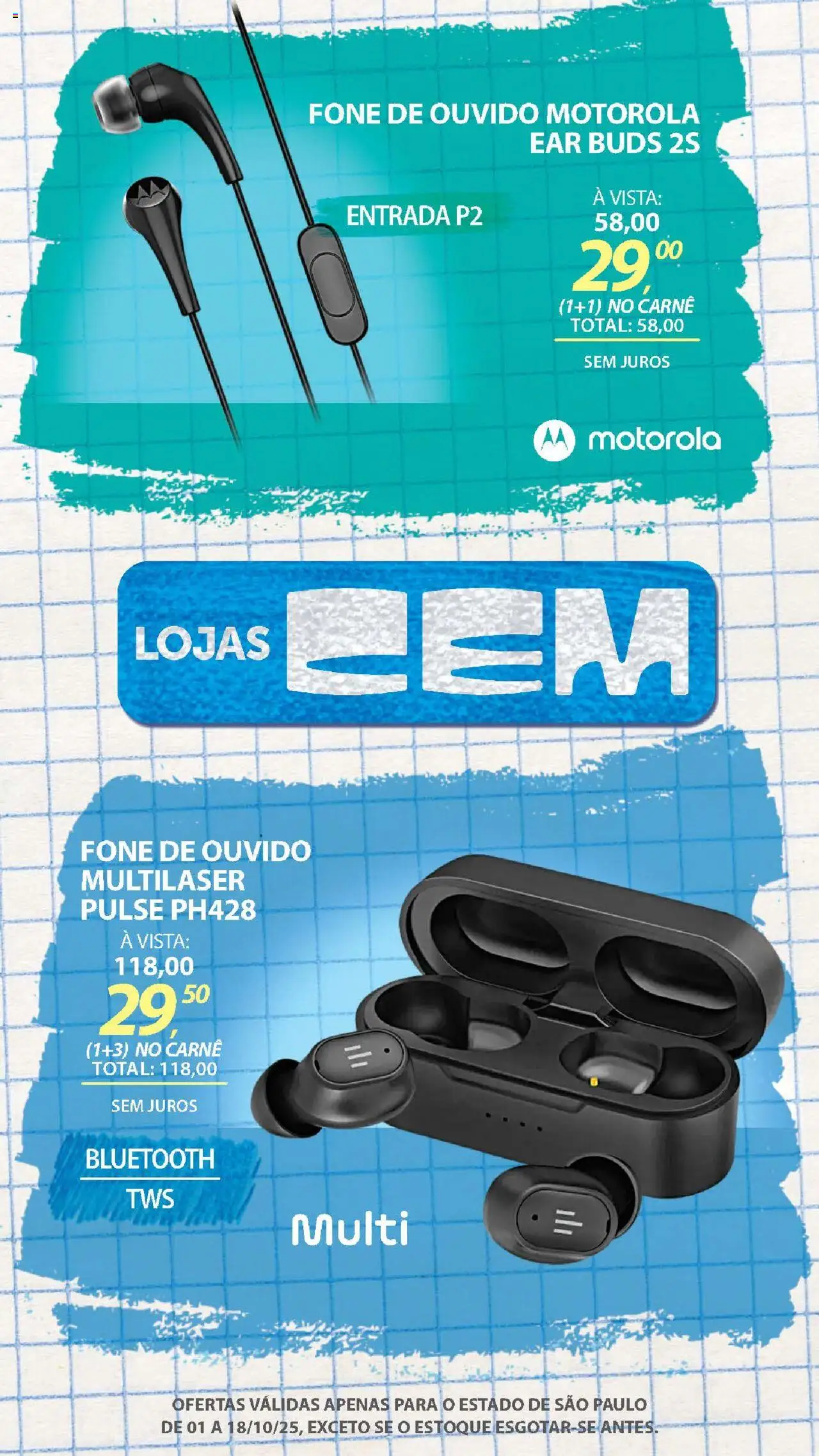 Lojas Cem Folheto - válido de 01.10.2025 | Página: 53 | Produtos: Carne, Fone de ouvido