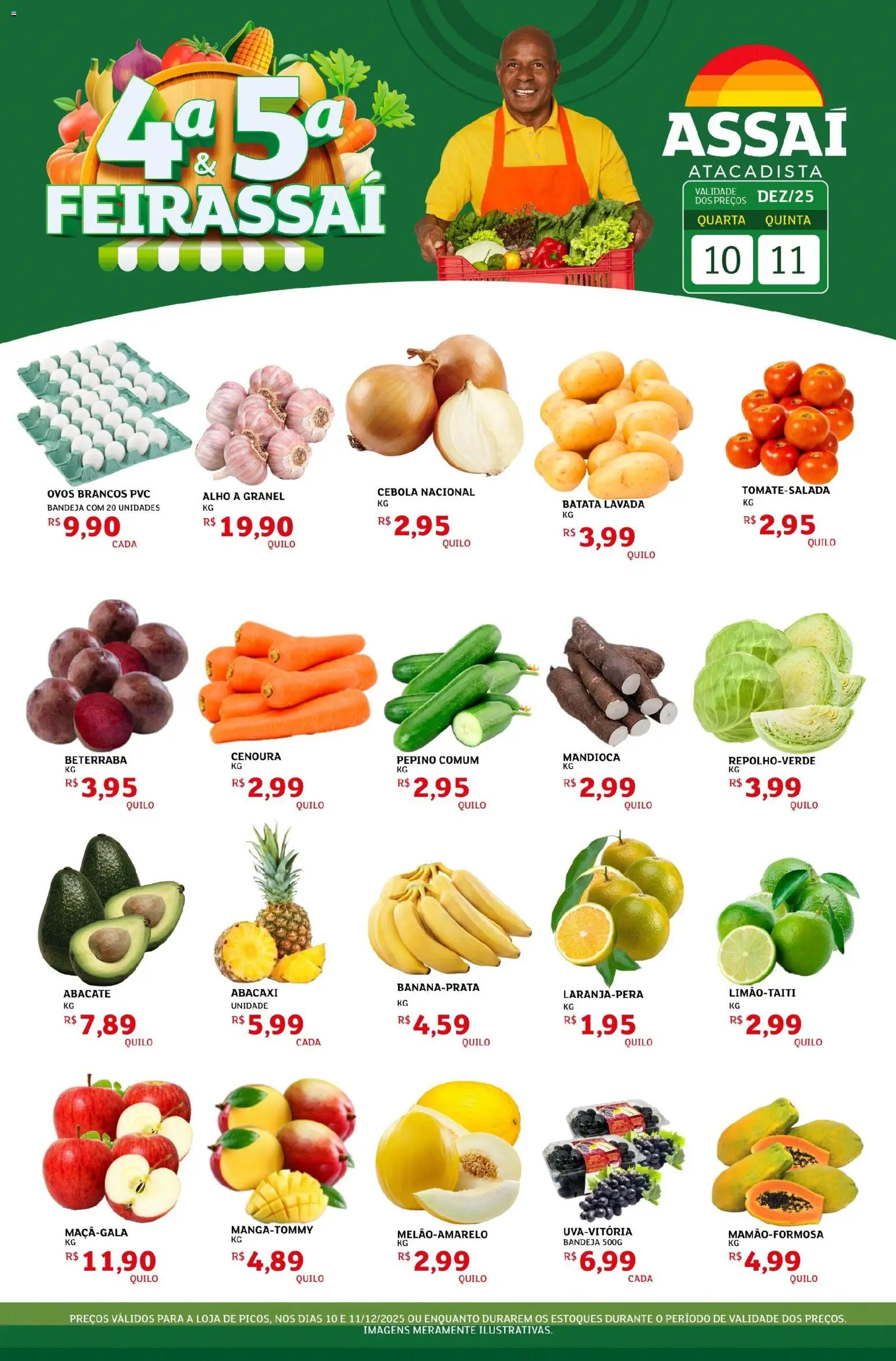 Assaí Atacadista Folheto - válido de 10.12.2025 | Página: 1 | Produtos: Cebola, Mandioca, Ovos, Abacaxi