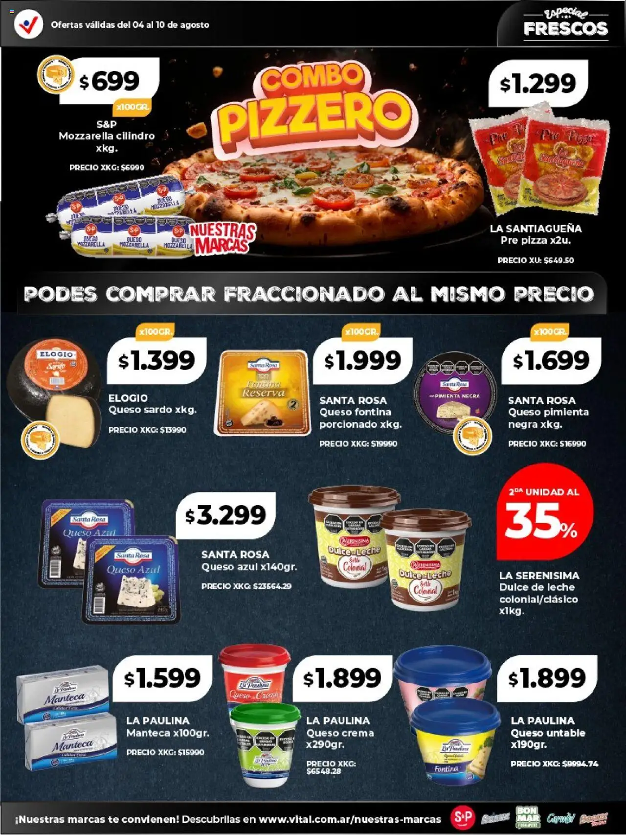 Vital - Especial frescos │ válido desde el 04.08.2025 | Página: 4 | Productos: Dulce de leche, Queso crema, Manteca, Queso